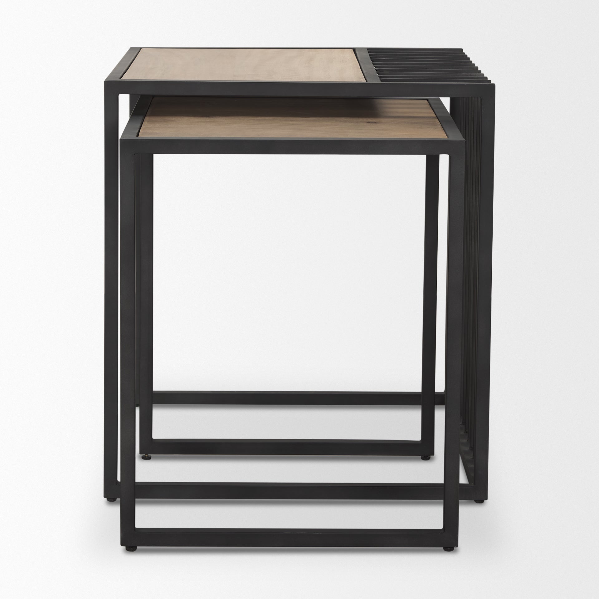 Miles Black Metal w/ Light Wood Nesting End/Side Table - Central Designs