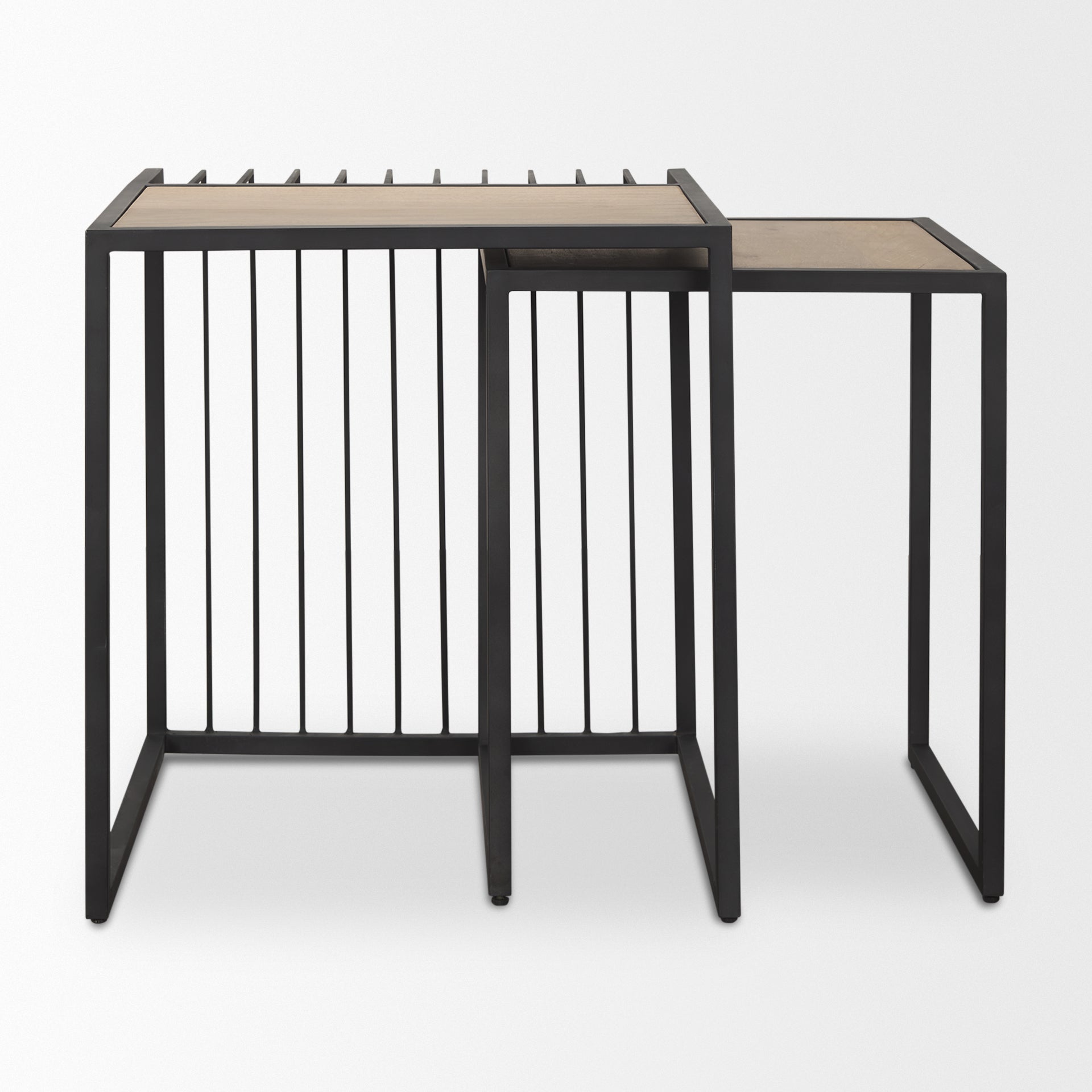 Miles Black Metal w/ Light Wood Nesting End/Side Table - Central Designs