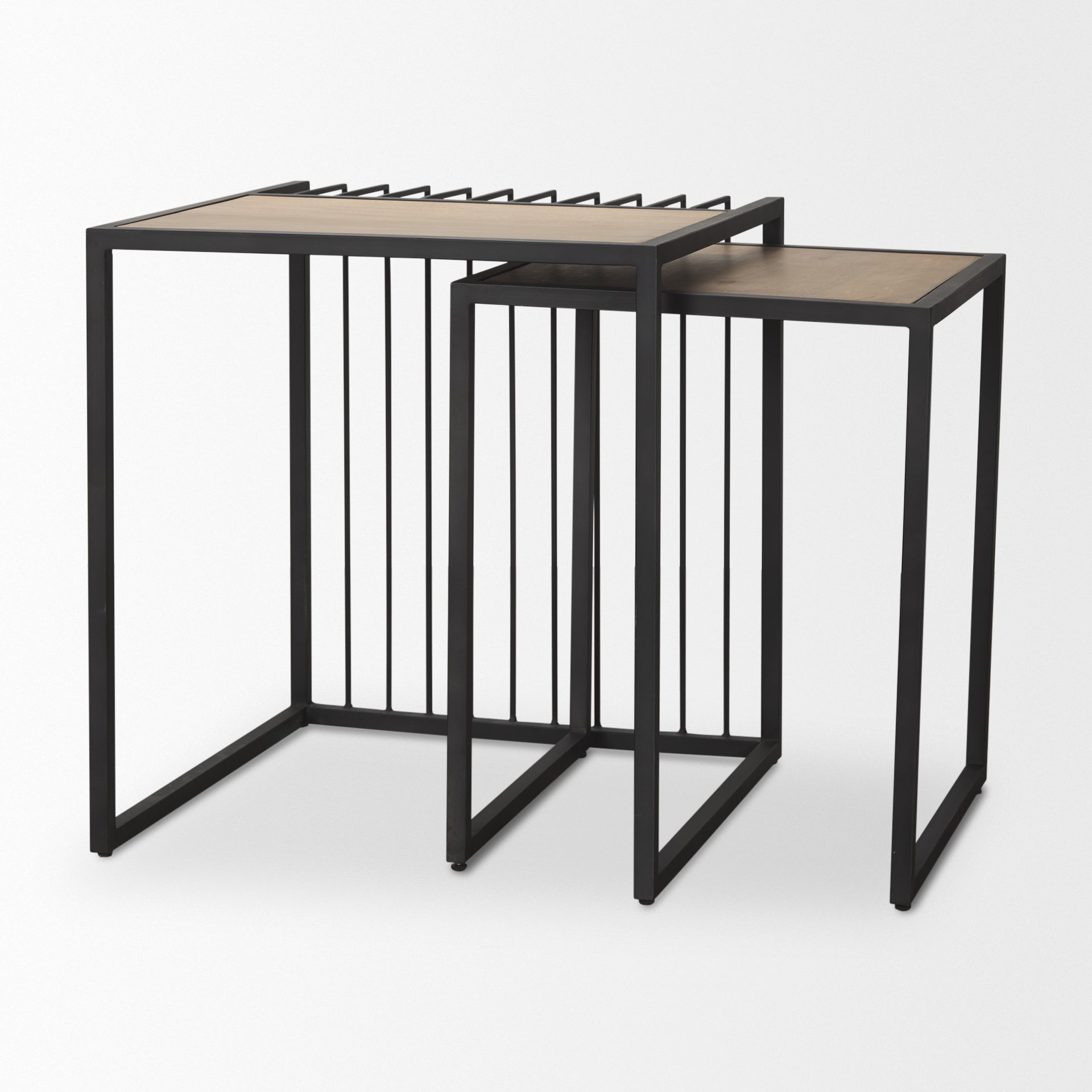 Miles Black Metal w/ Light Wood Nesting End/Side Table - Central Designs