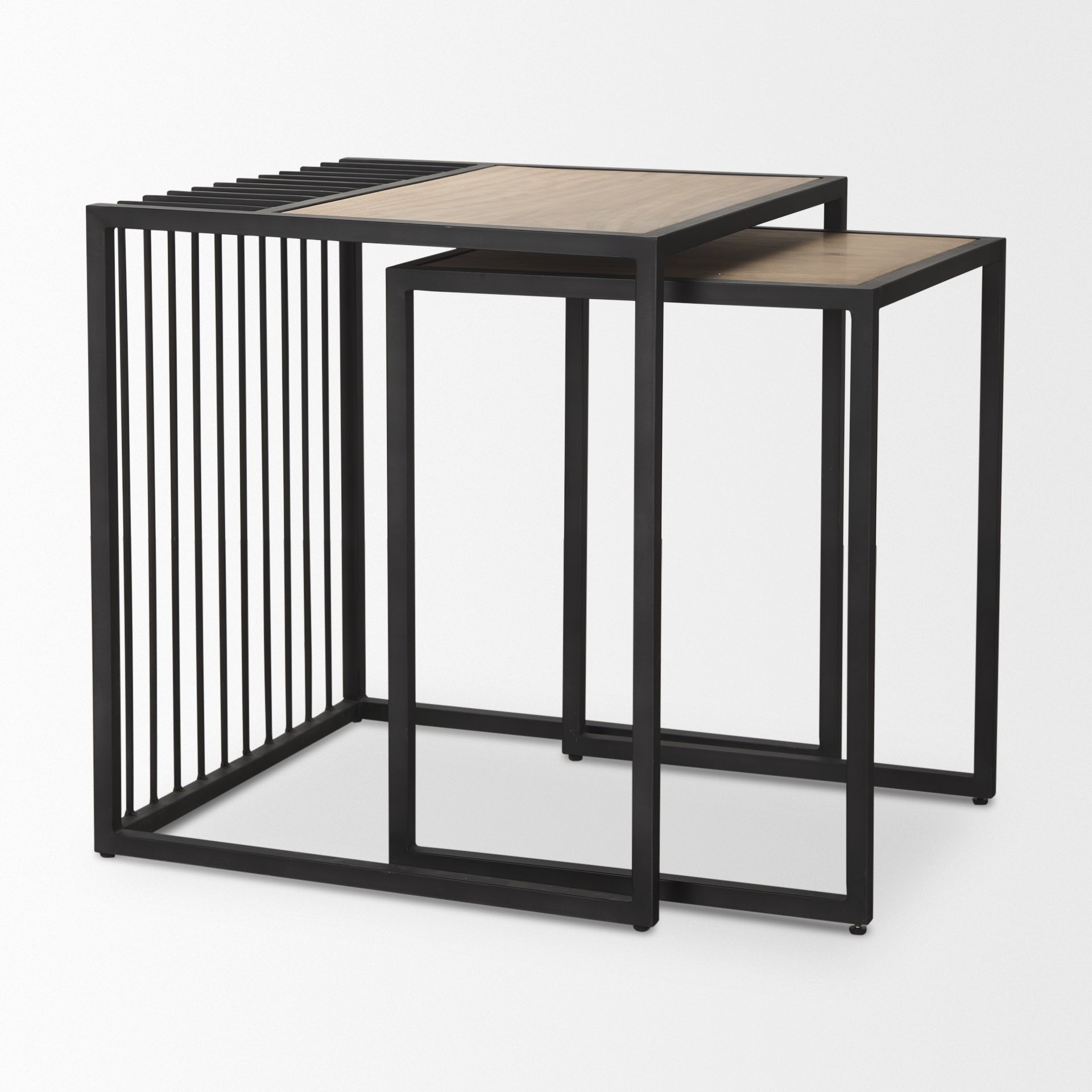 Miles Black Metal w/ Light Wood Nesting End/Side Table - Central Designs