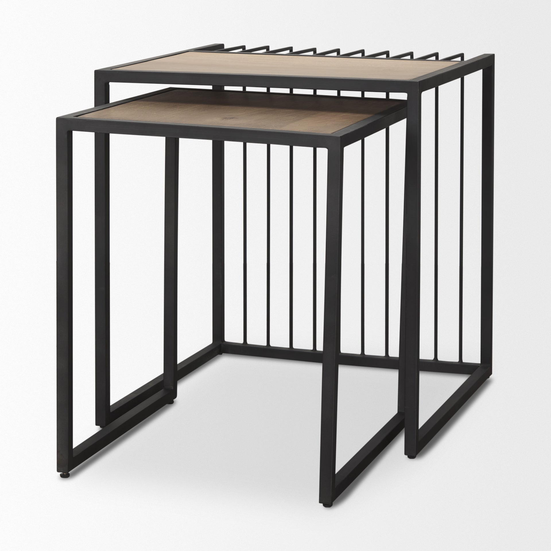 Miles Black Metal w/ Light Wood Nesting End/Side Table - Central Designs