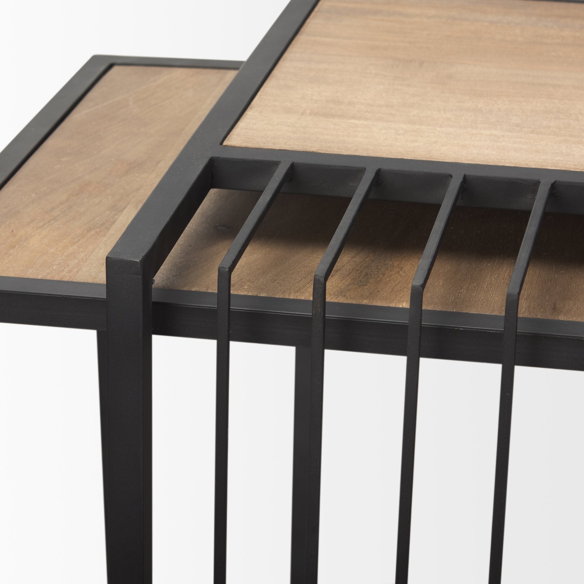Miles Black Metal w/ Light Wood Nesting End/Side Table - Central Designs