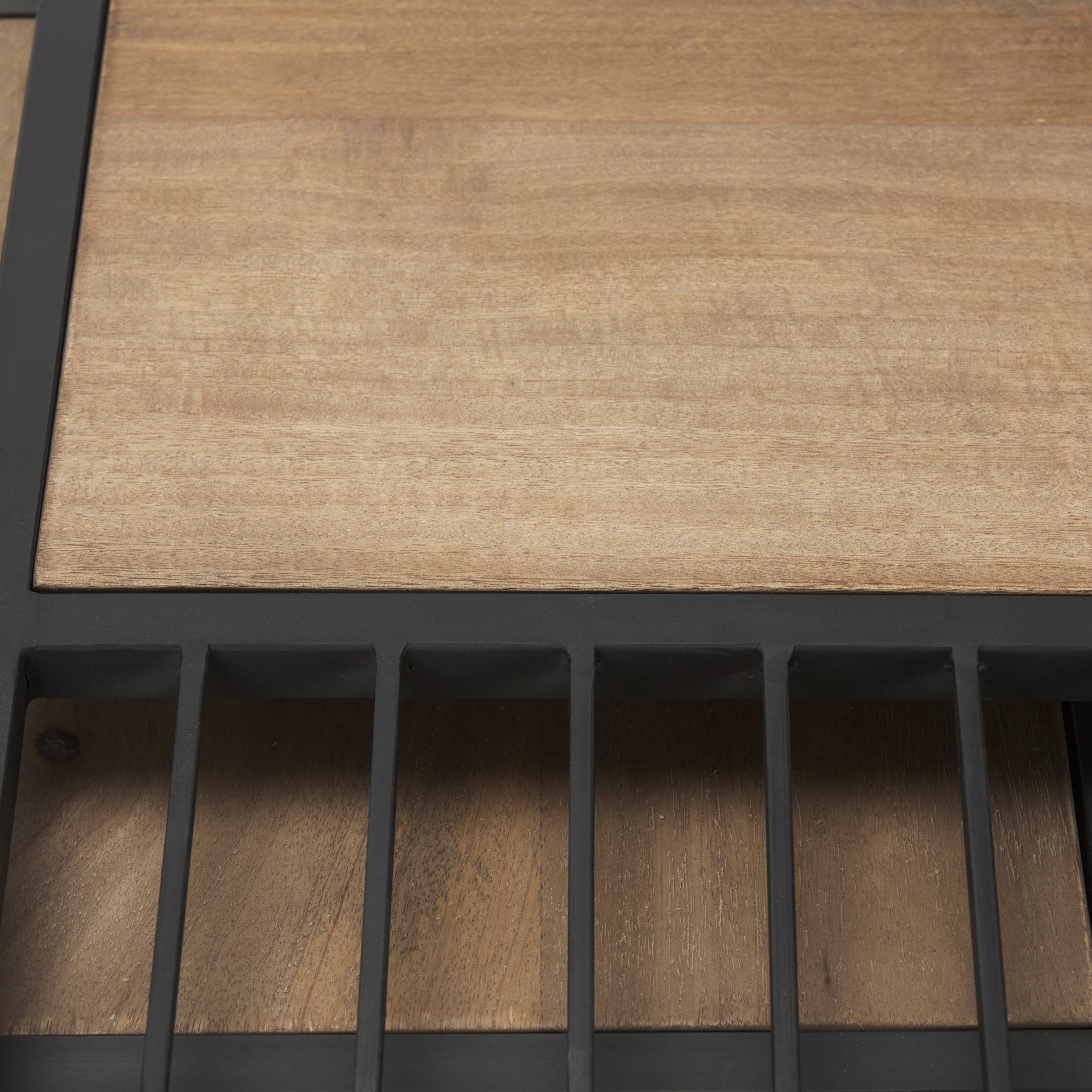 Miles Black Metal w/ Light Wood Nesting End/Side Table - Central Designs