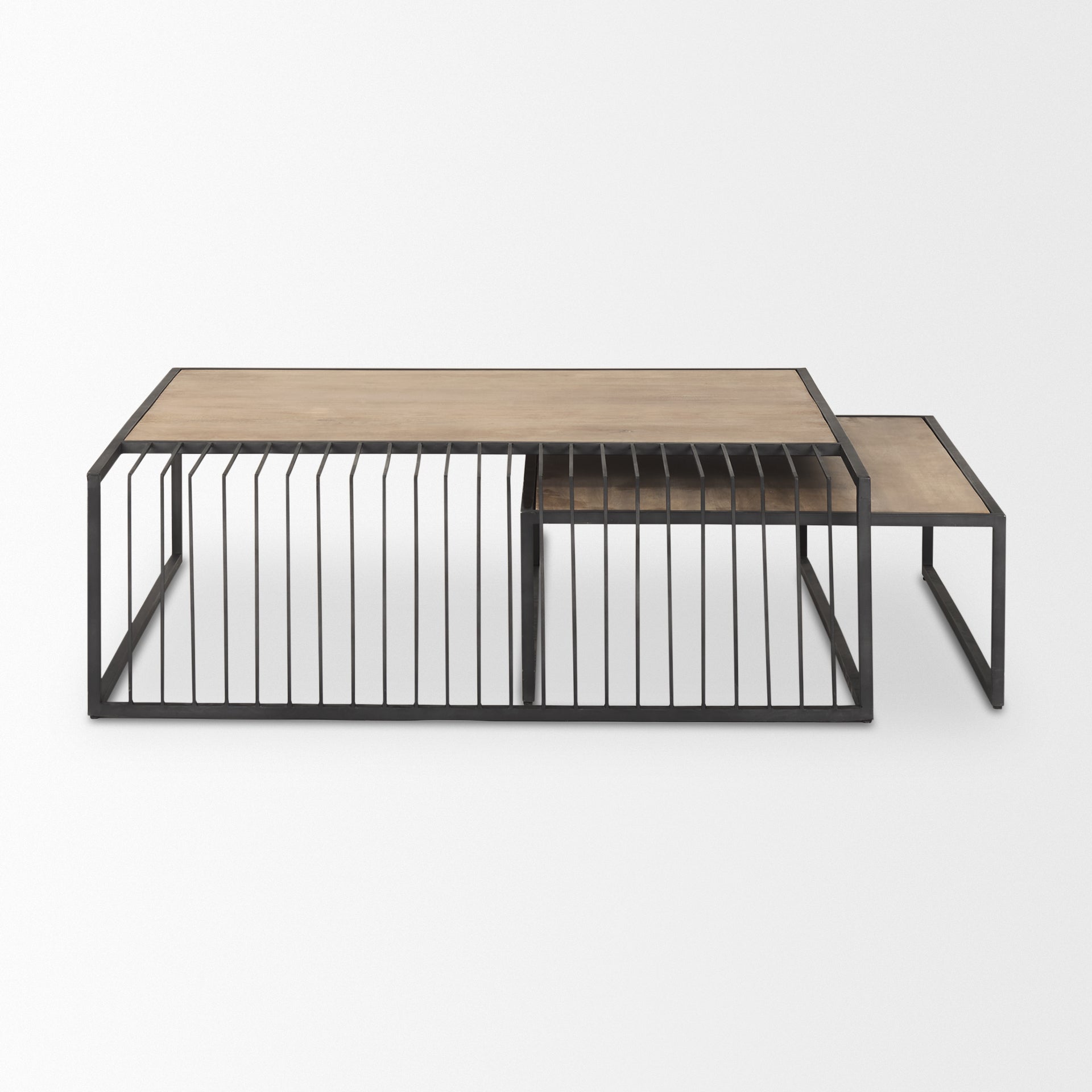 Miles Black Metal w/ Light Wood Nesting Coffee Table - Central Designs