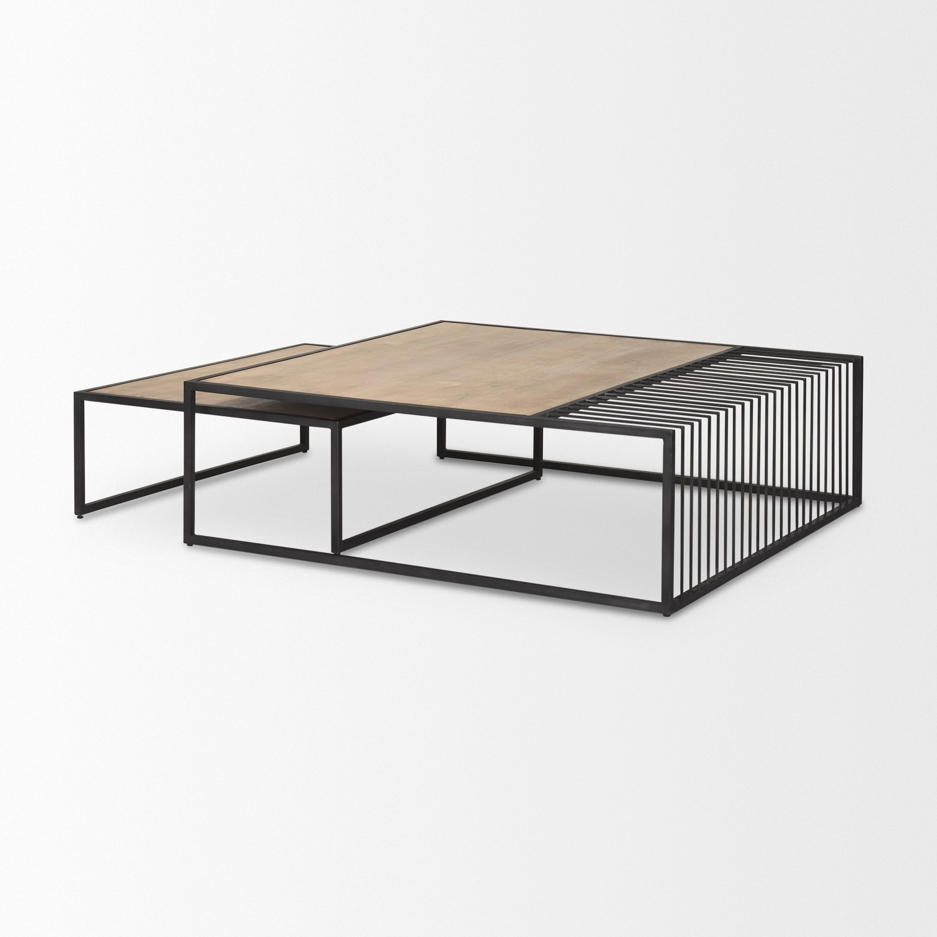 Miles Black Metal w/ Light Wood Nesting Coffee Table - Central Designs