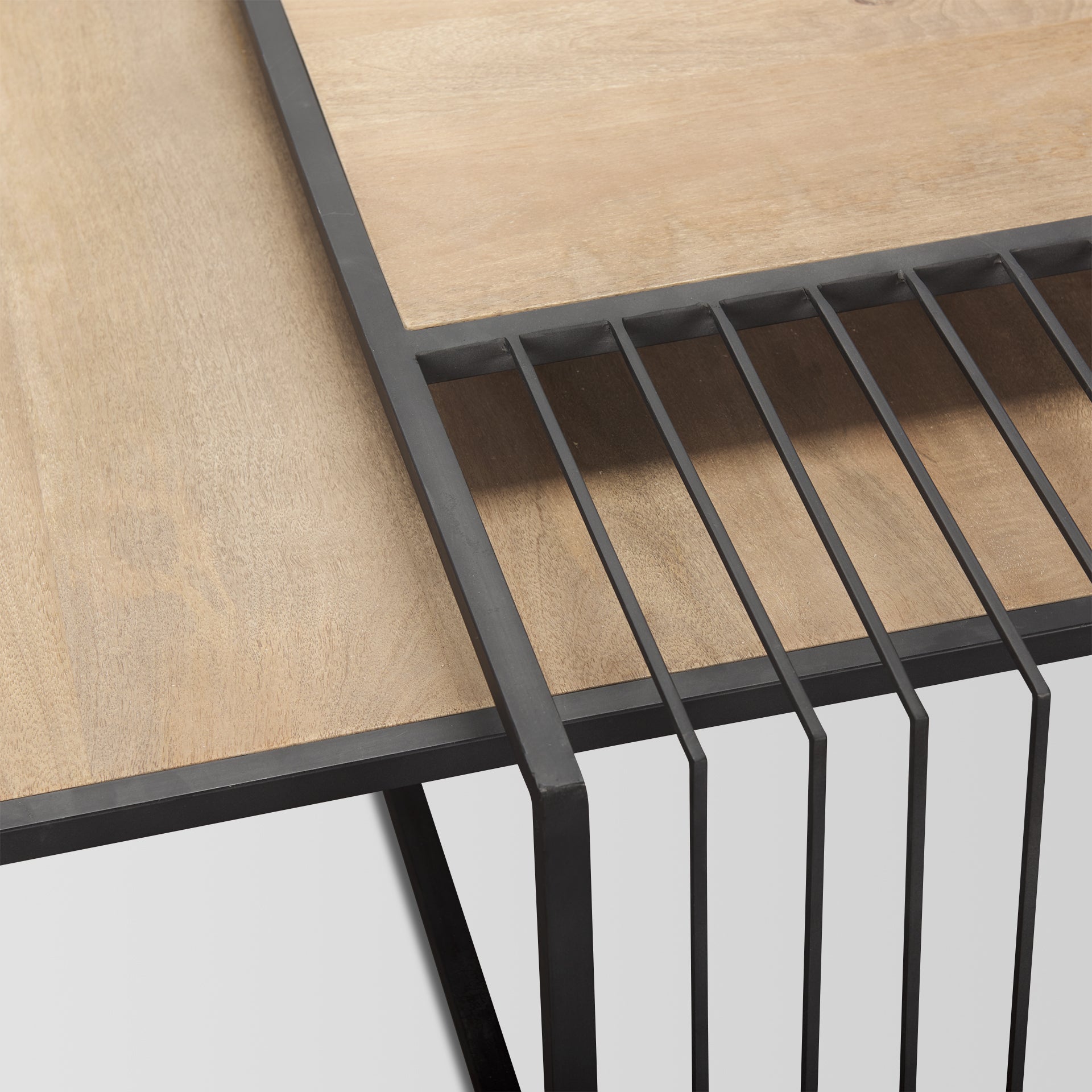 Miles Black Metal w/ Light Wood Nesting Coffee Table - Central Designs