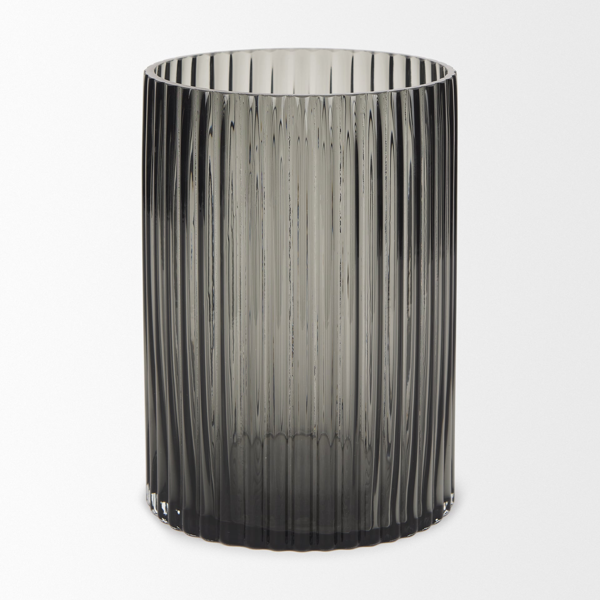 Dawn Short Smokey Black Glass Vase - Central Designs