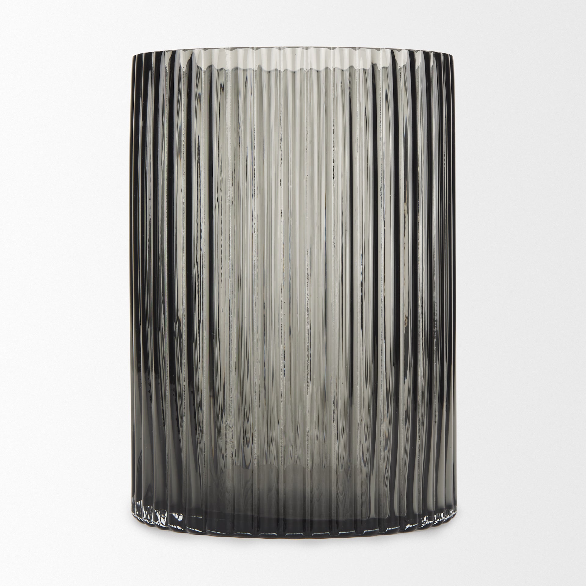 Dawn Short Smokey Black Glass Vase - Central Designs