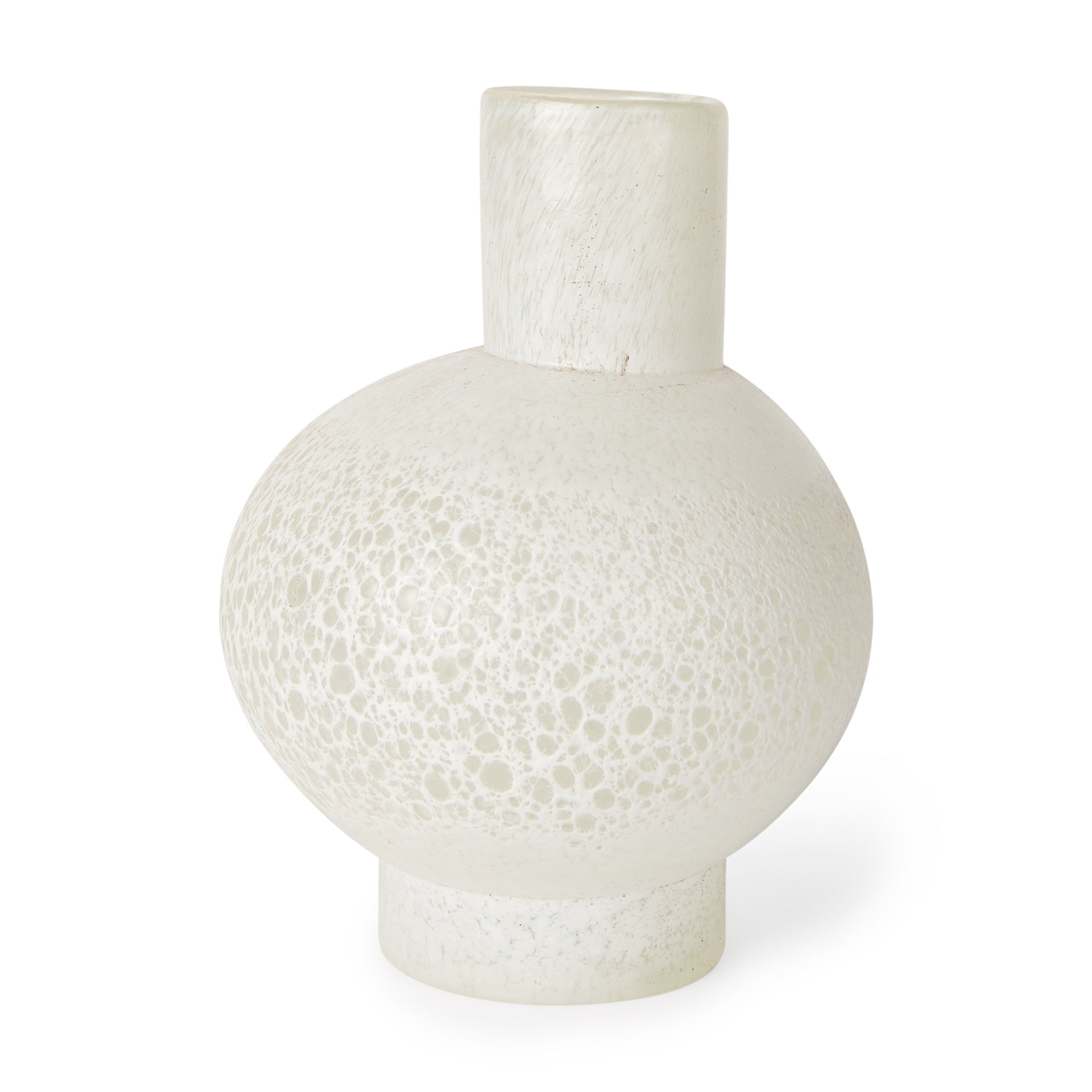 Heket Short White Glass Vase - Central Designs