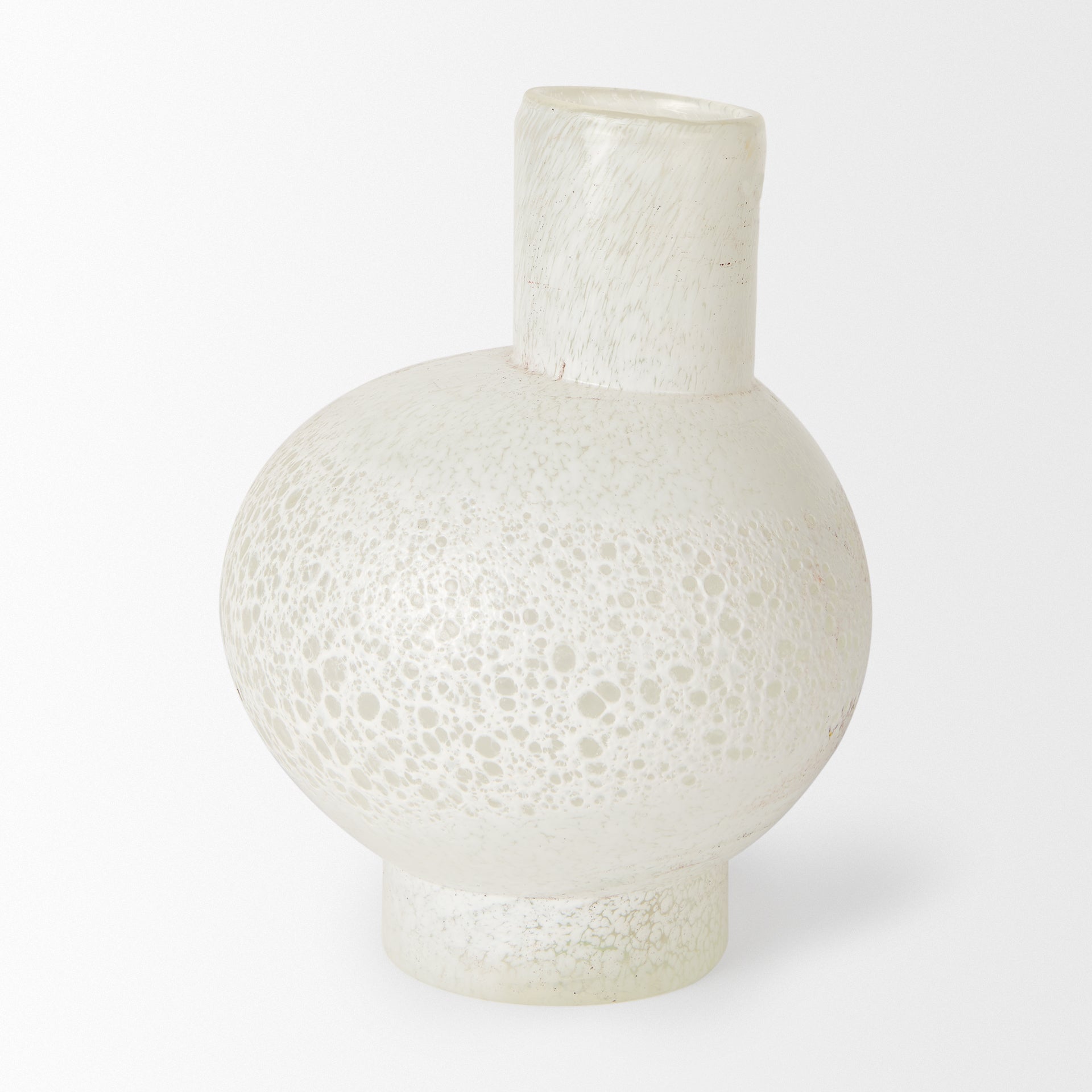 Heket Short White Glass Vase - Central Designs