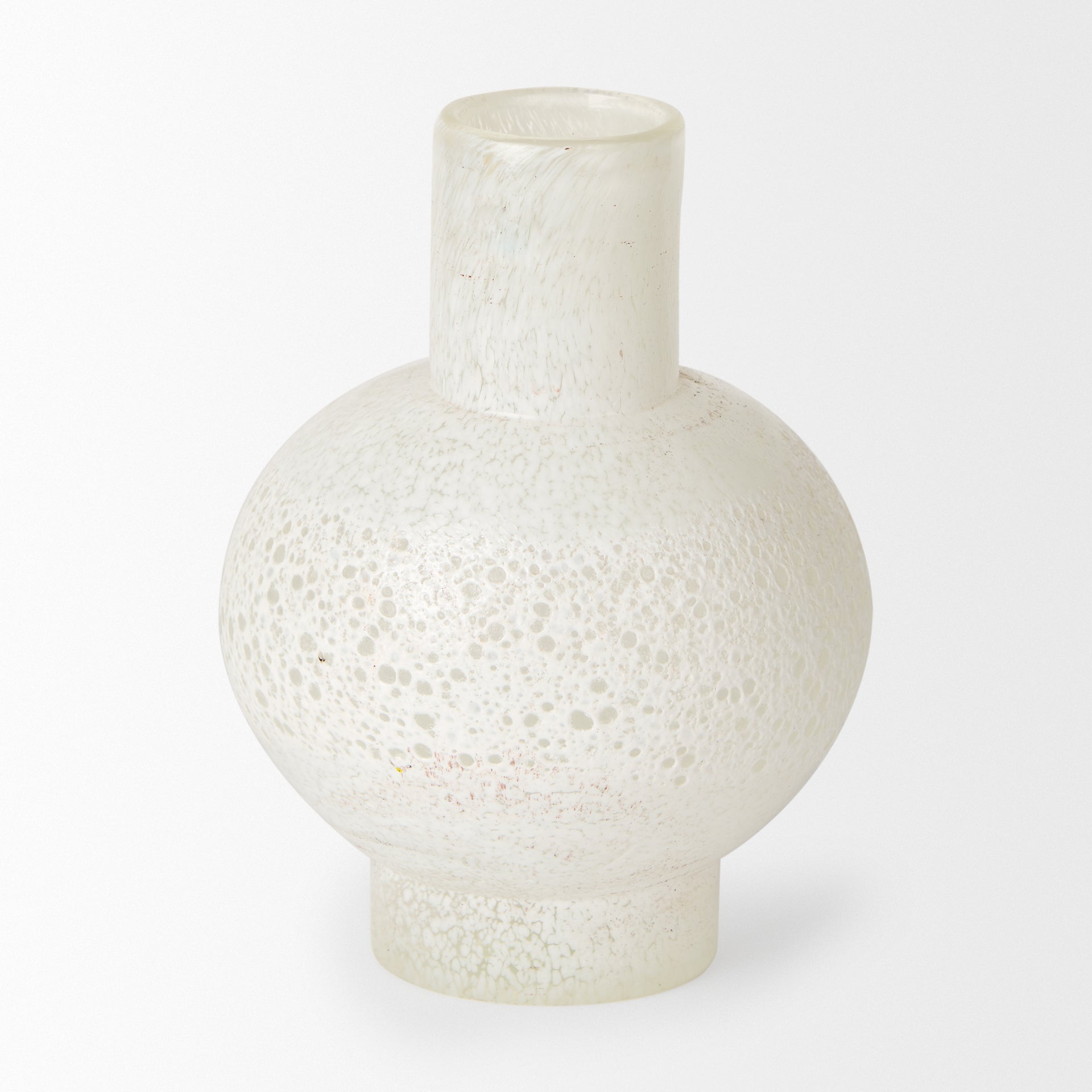 Heket Short White Glass Vase - Central Designs
