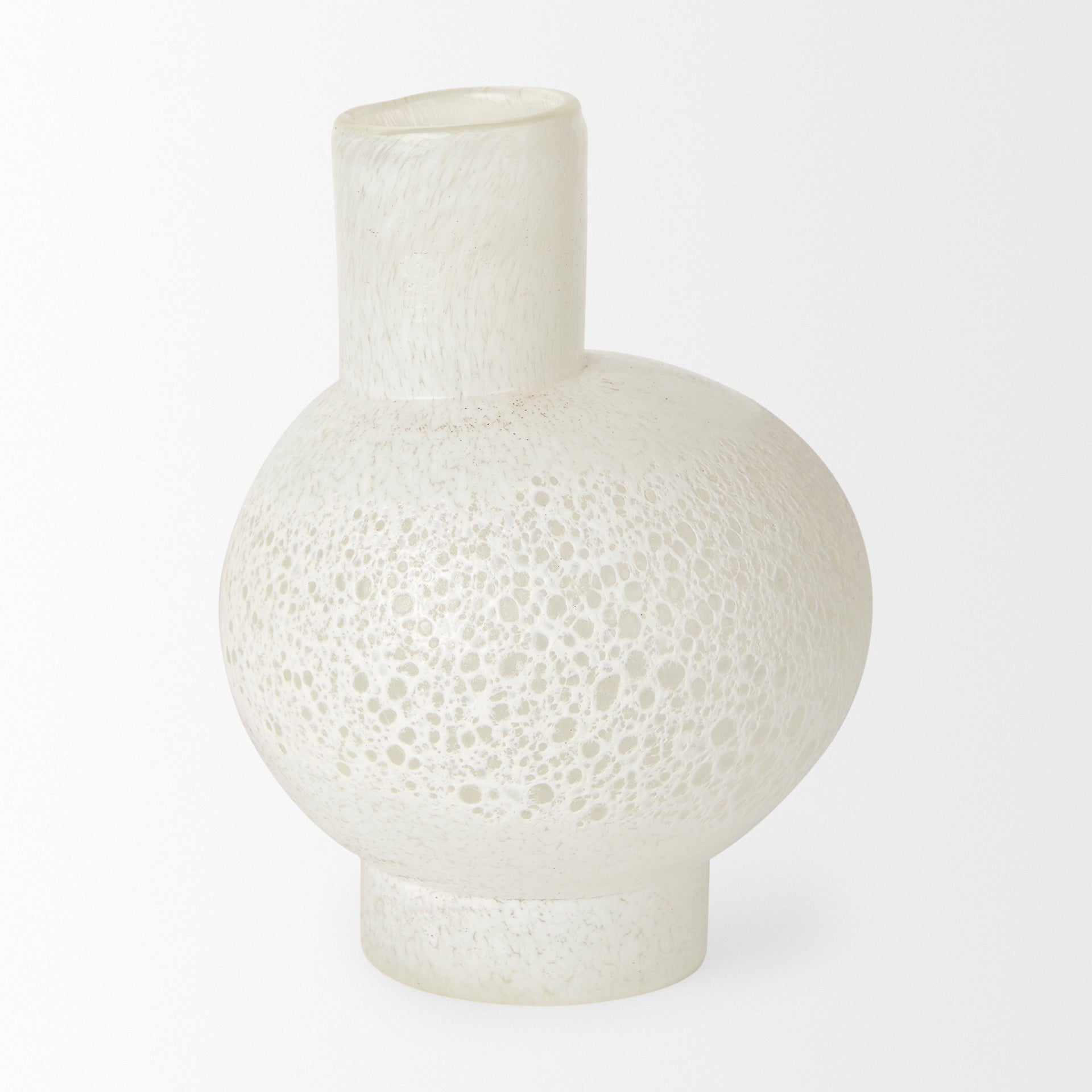 Heket Short White Glass Vase - Central Designs