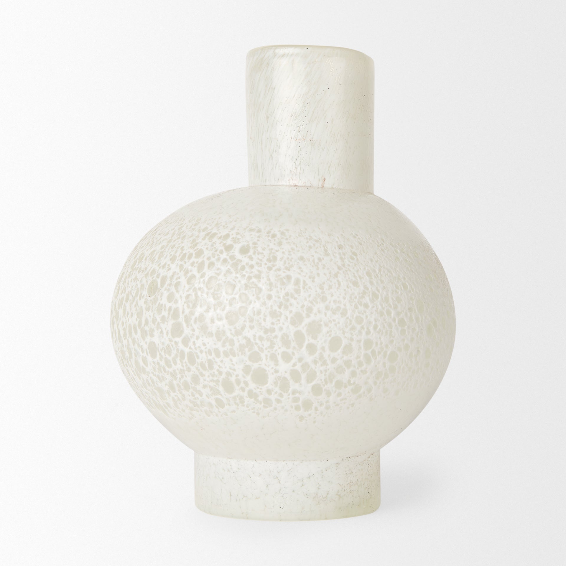 Heket Short White Glass Vase - Central Designs