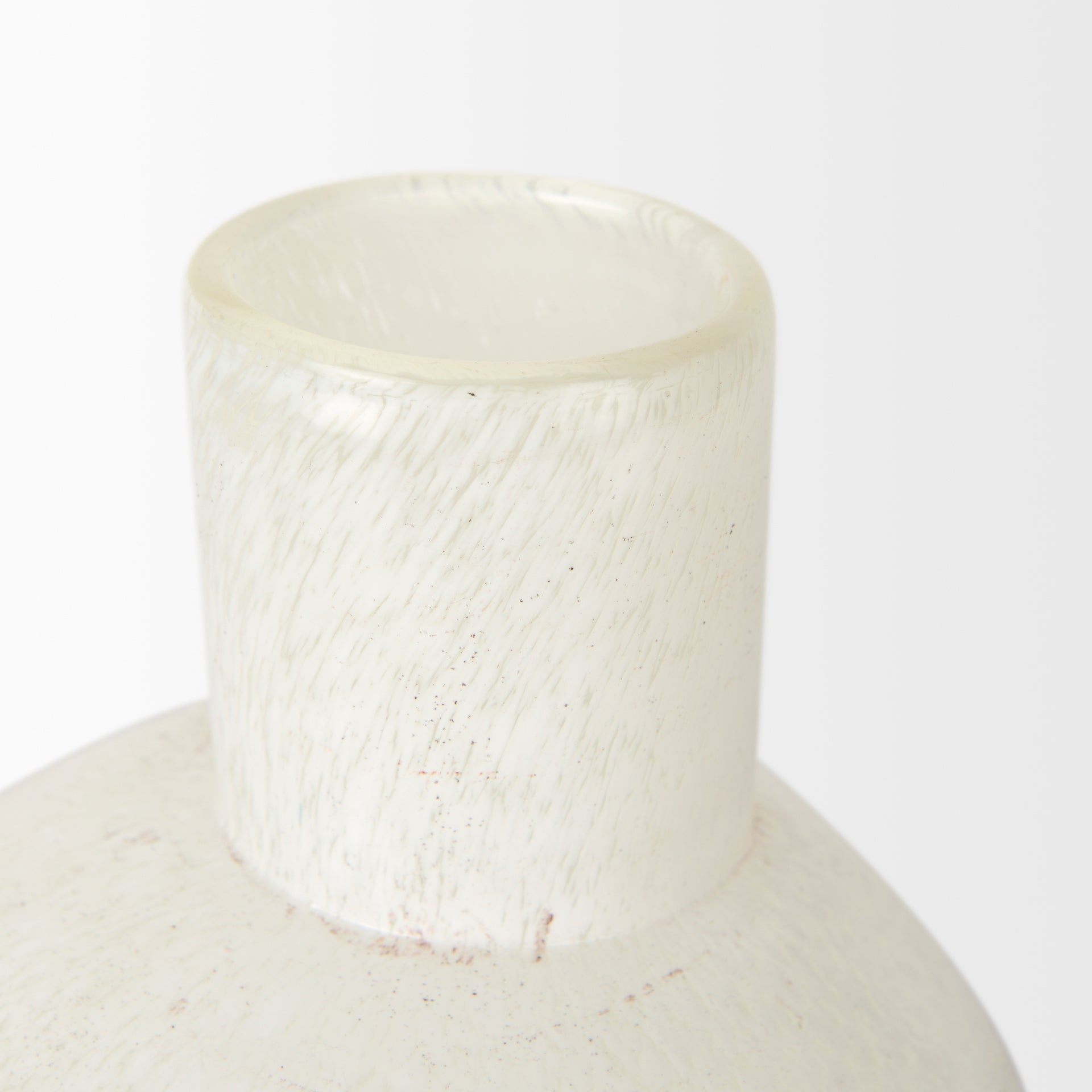 Heket Short White Glass Vase - Central Designs