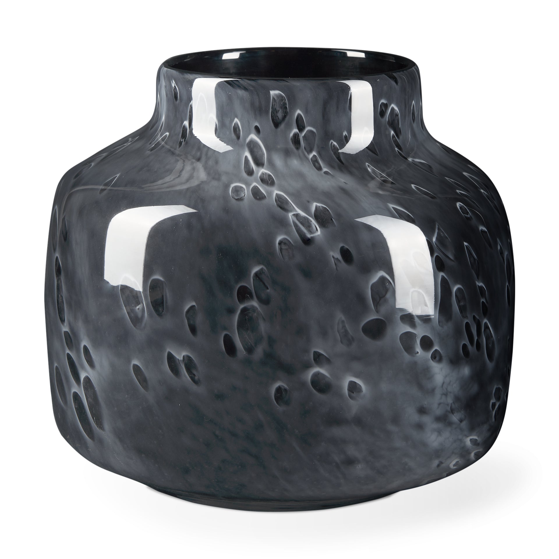 Masai Small Black Mottled Glass Vase - Central Designs