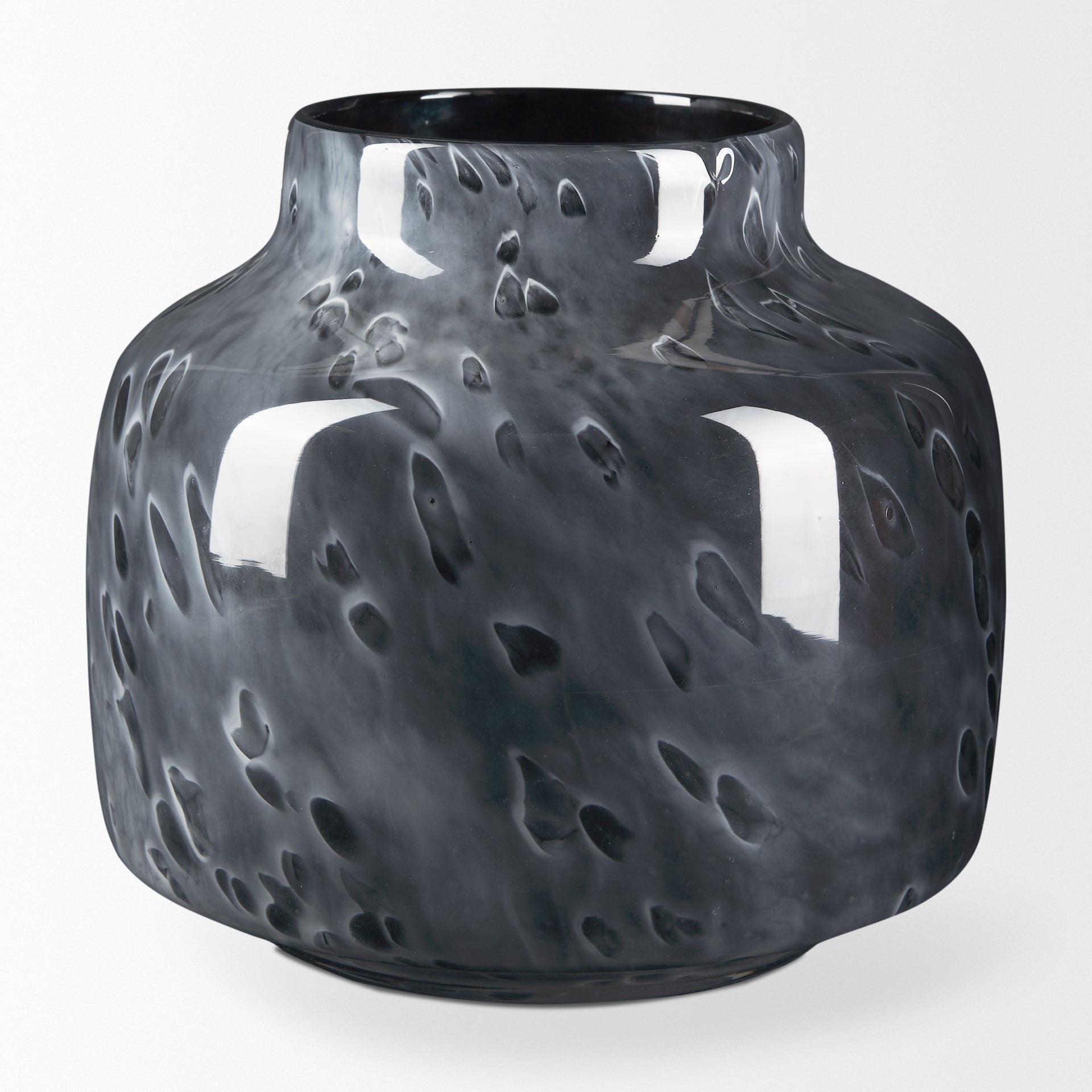 Masai Small Black Mottled Glass Vase - Central Designs