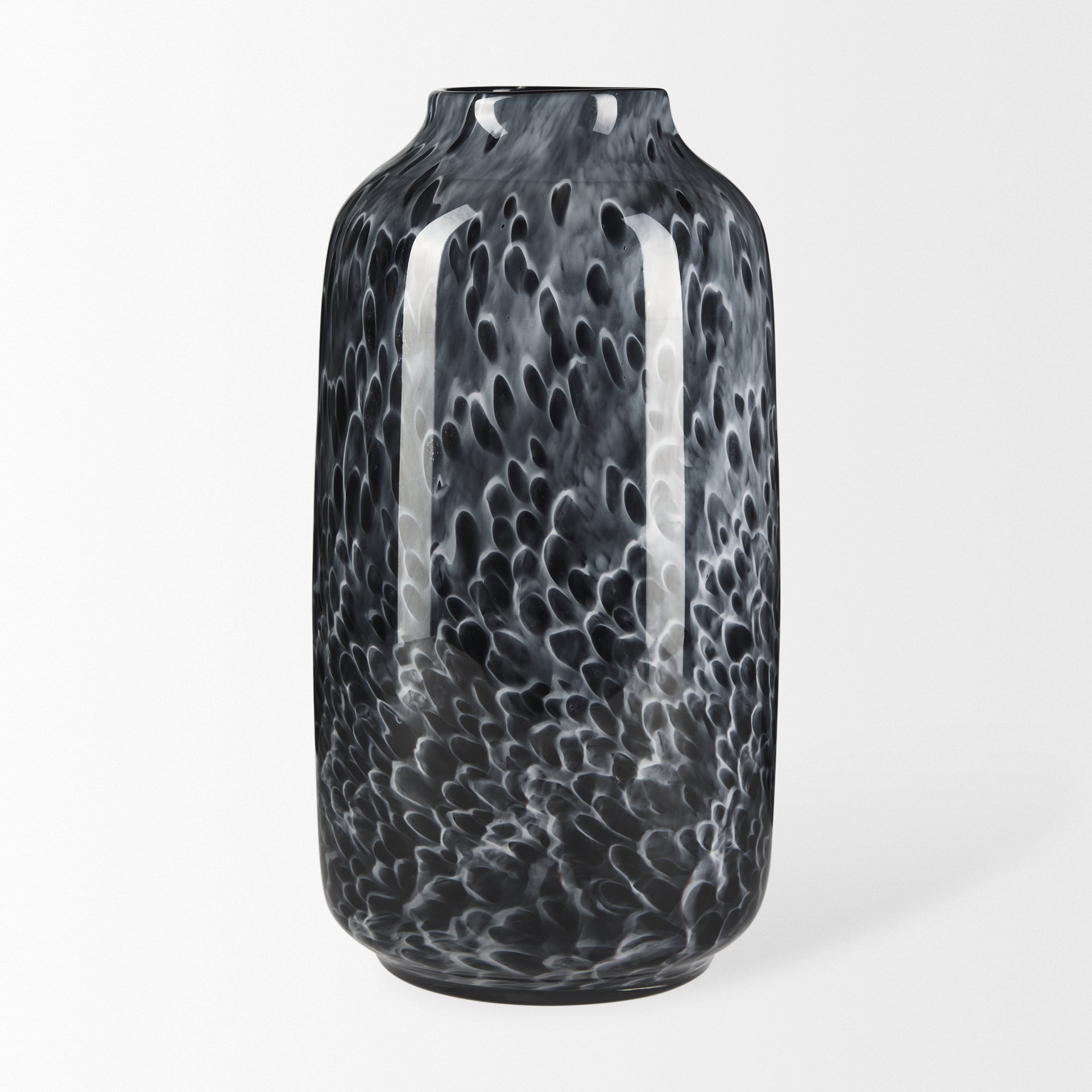 Masai Large Black Mottled Glass Vase - Central Designs