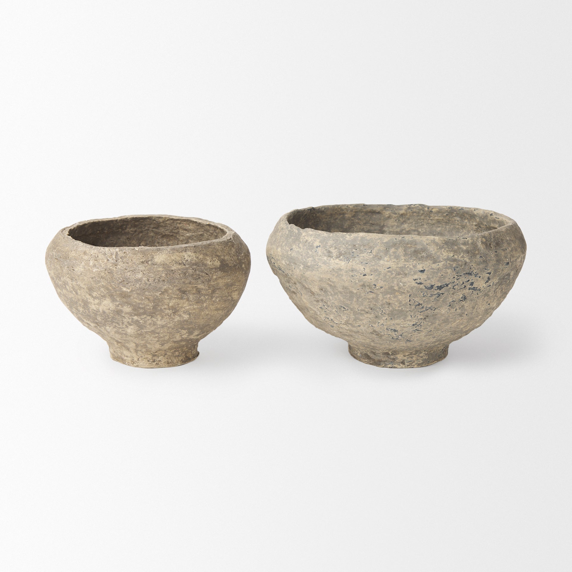 Sonu Set of 2 Gray Paper Mache Half-Pot Bowls