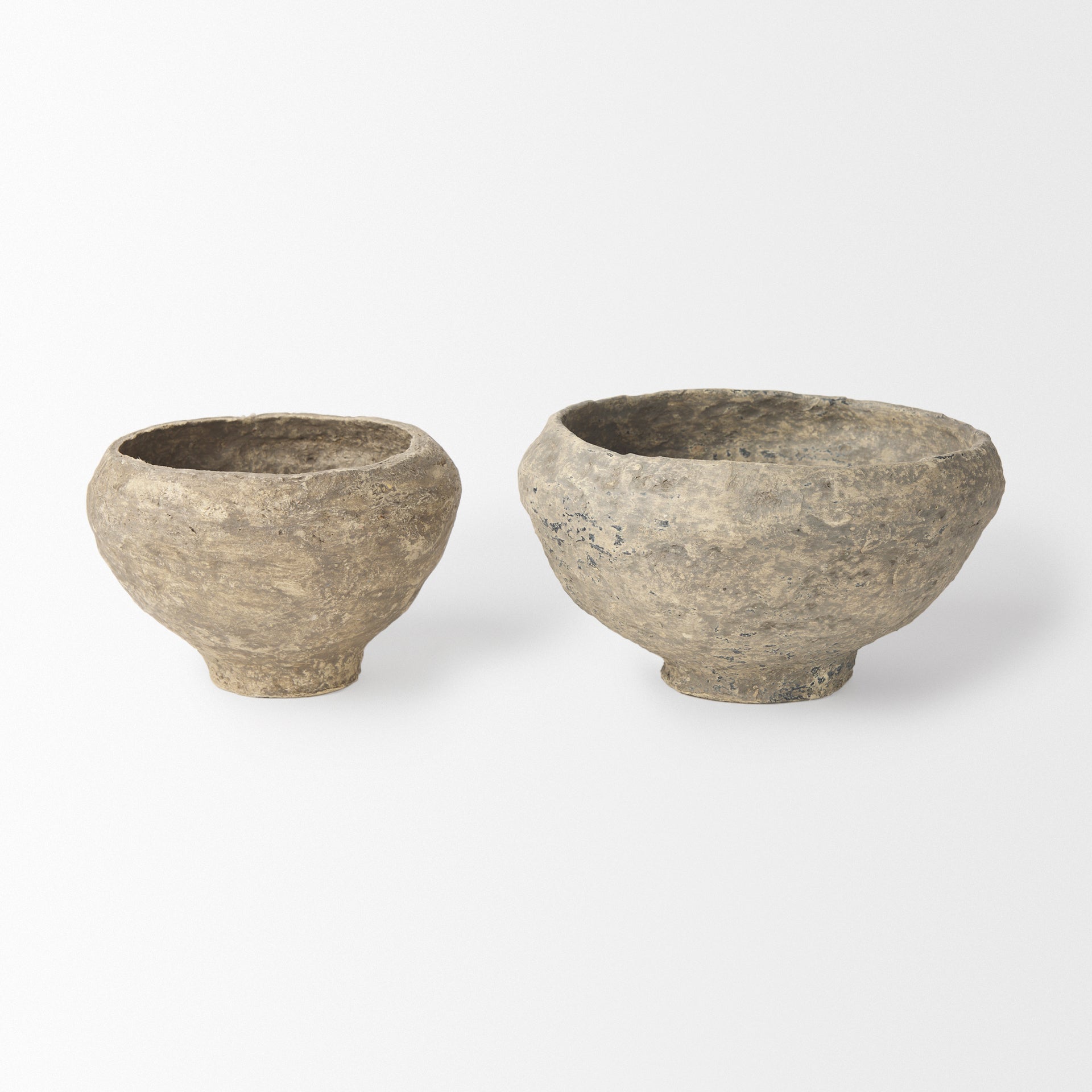 Sonu Set of 2 Gray Paper Mache Half-Pot Bowls