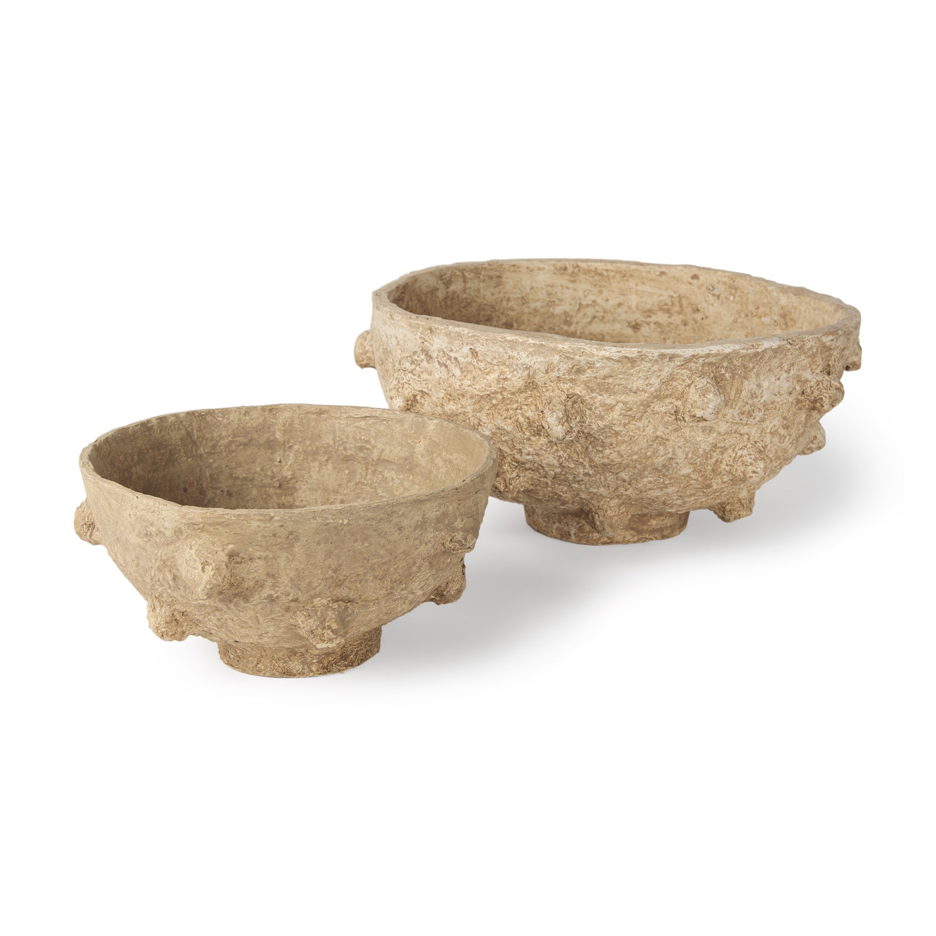 Sonam Set of 2 Beige Paper Mache Spiked Bowls