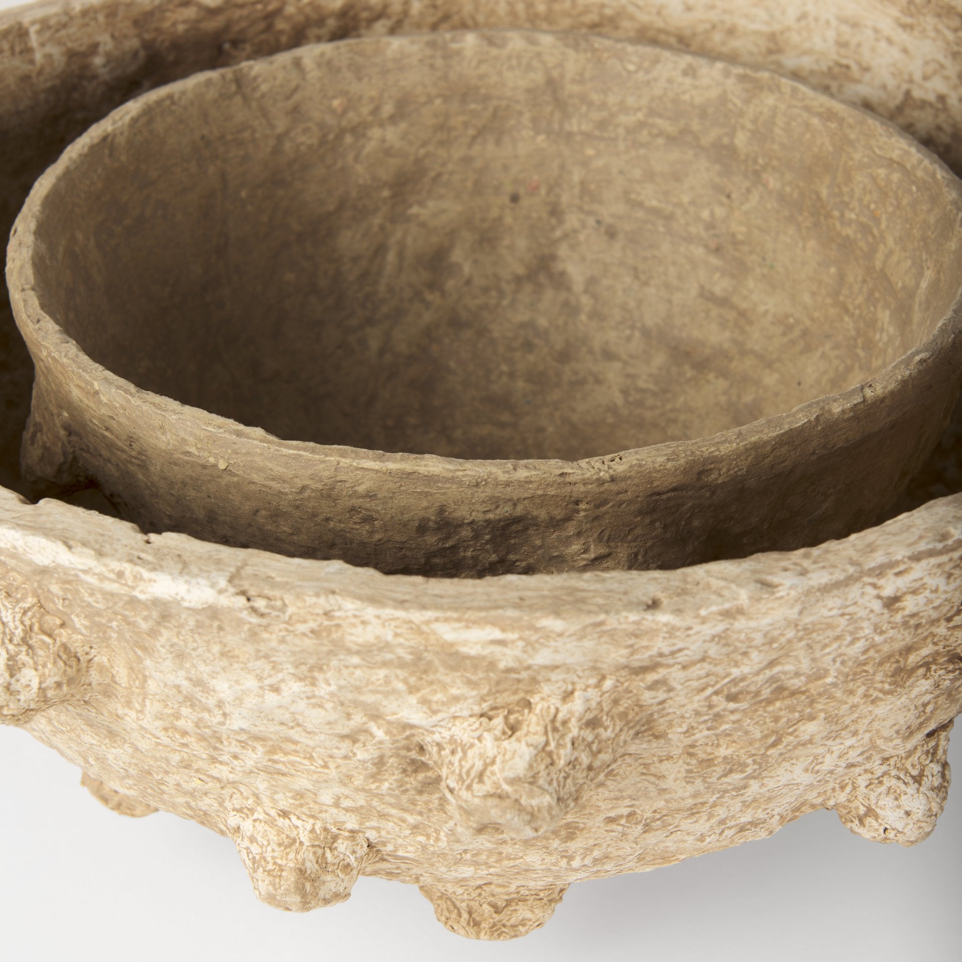 Sonam Set of 2 Beige Paper Mache Spiked Bowls