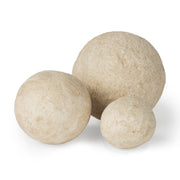 Sunita Set of 3 Beige Paper Mache Orbs - Central Designs