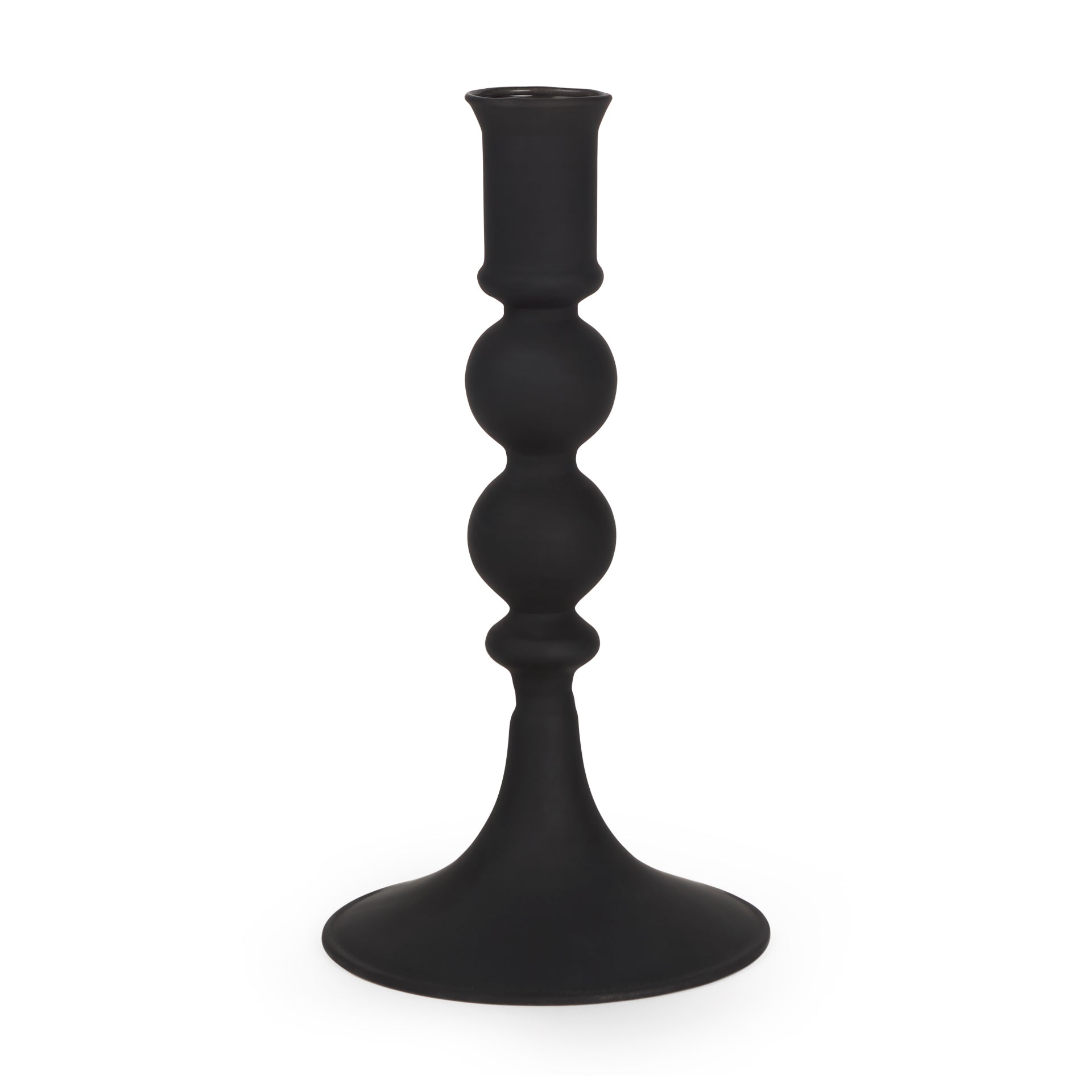 Haute Small Matte Black Blown Glass Candlestick - Central Designs