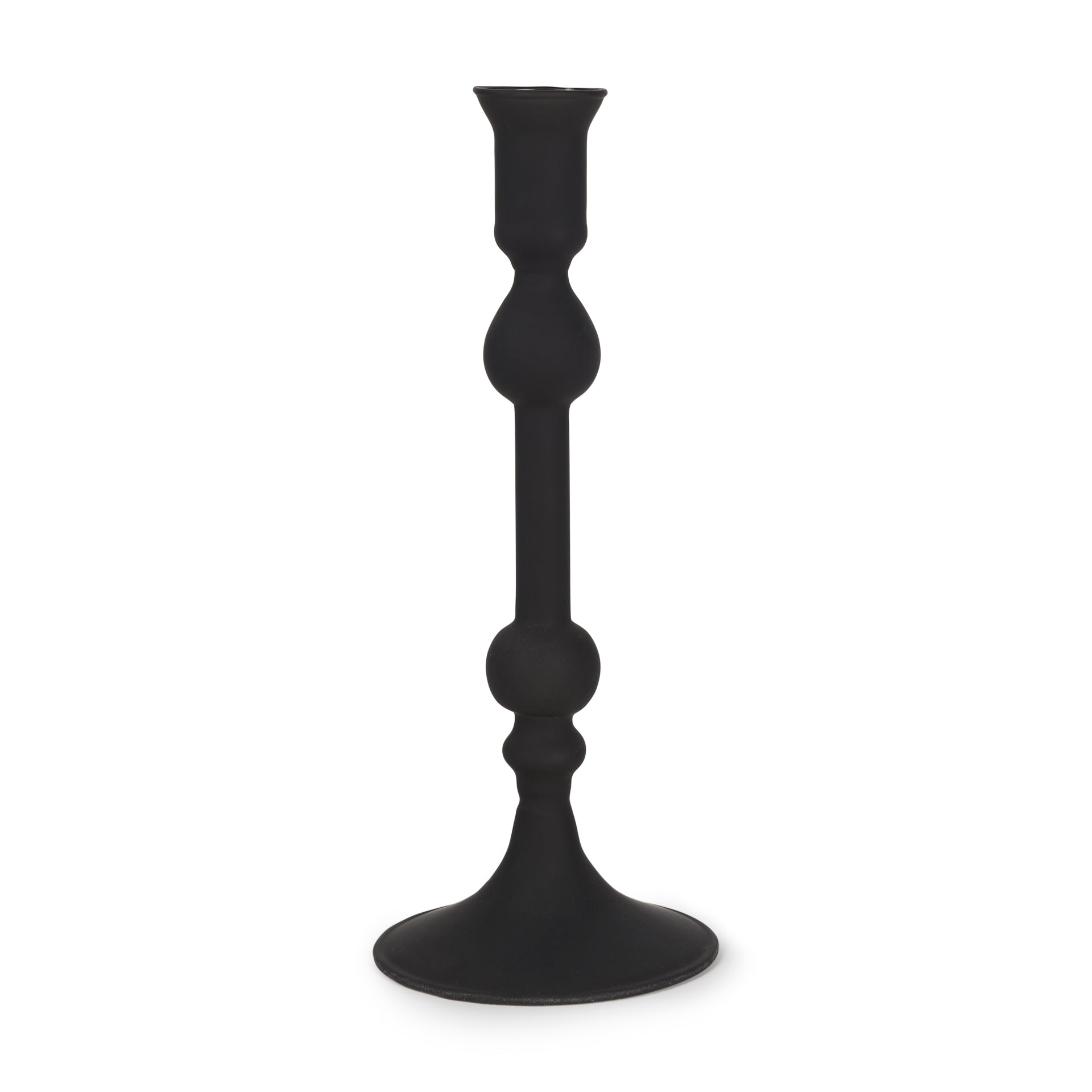 Haute Medium Matte Black Blown Glass Candlestick - Central Designs