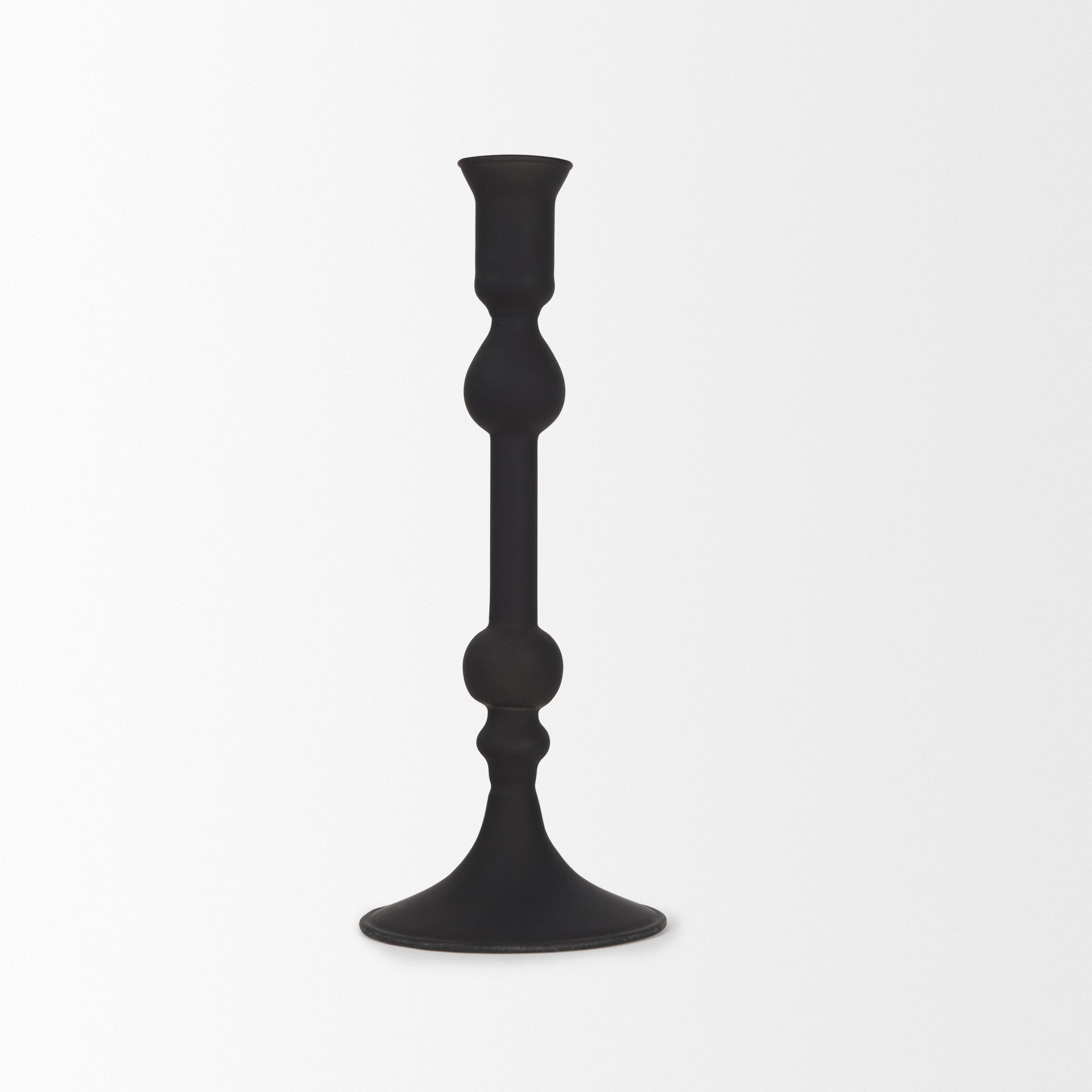Haute Medium Matte Black Blown Glass Candlestick - Central Designs