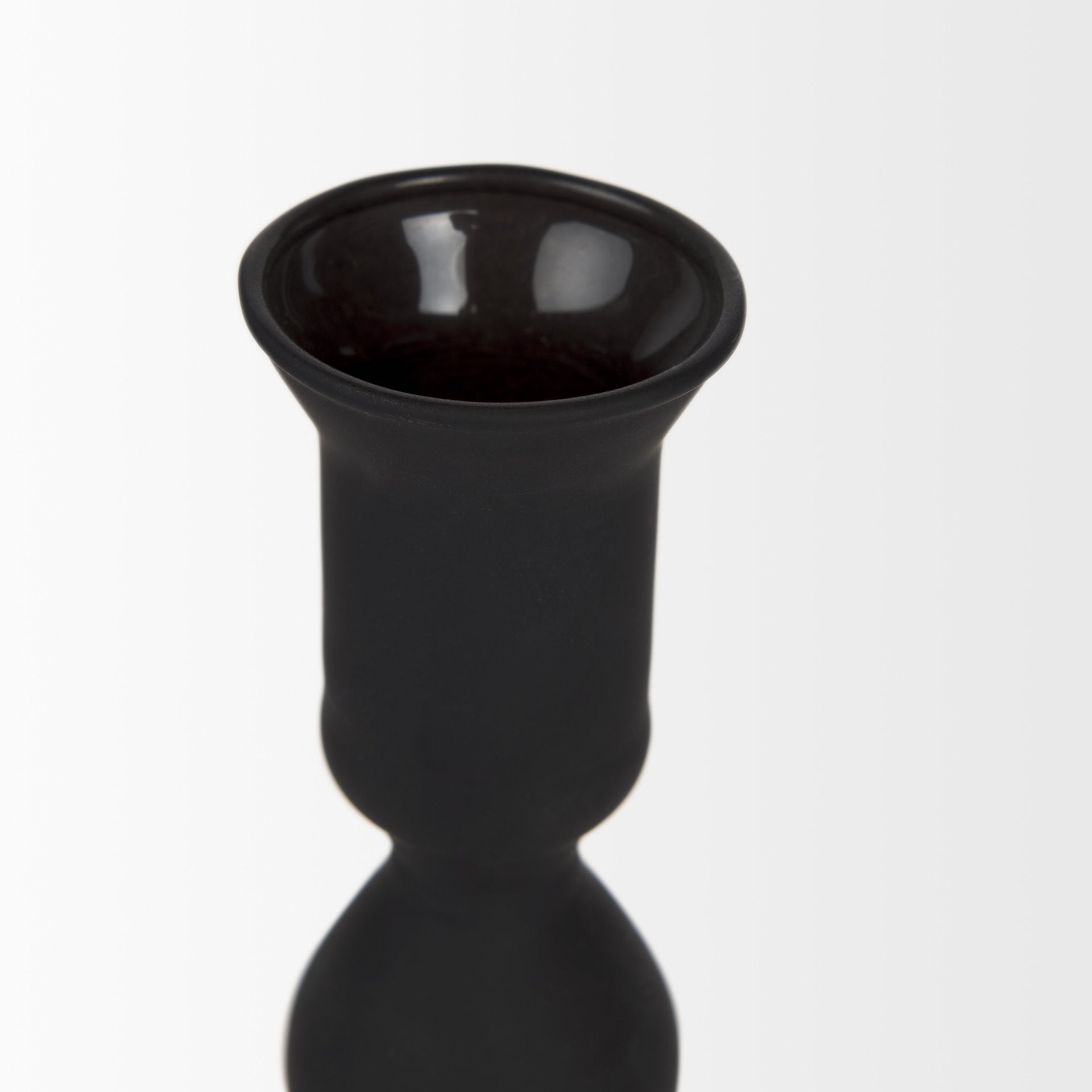 Haute Medium Matte Black Blown Glass Candlestick - Central Designs