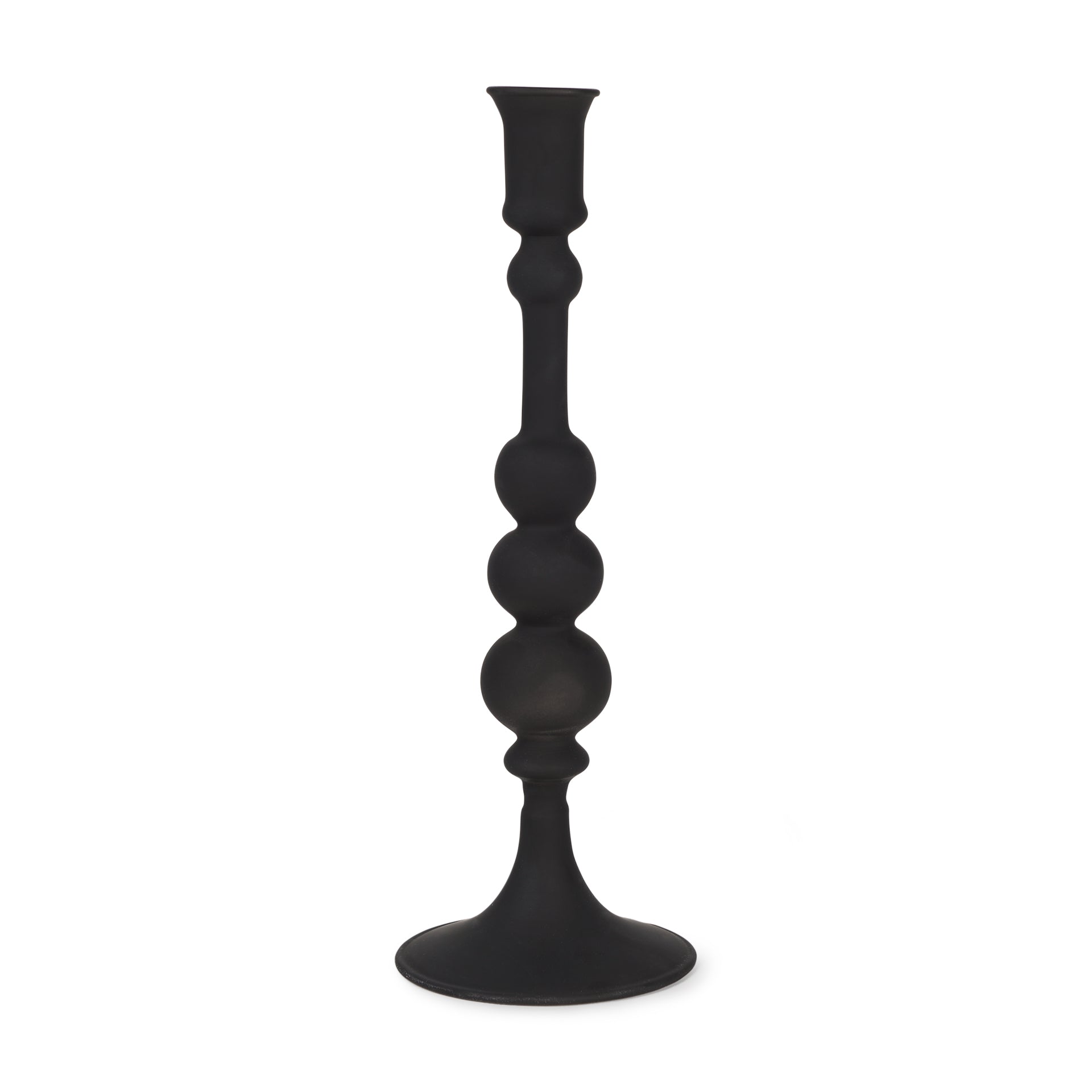 Haute Large Matte Black Blown Glass Candlestick - Central Designs