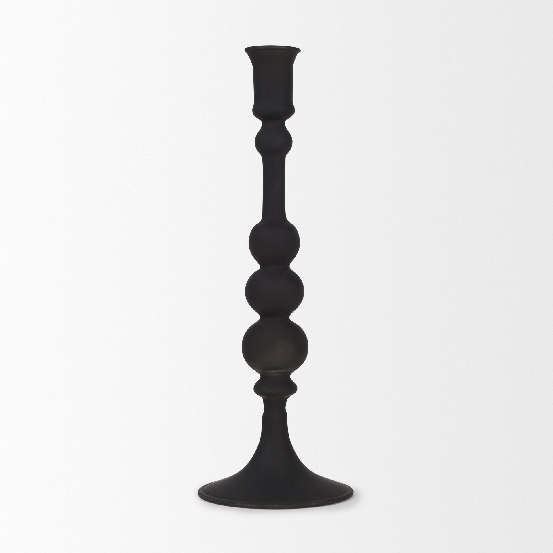 Haute Large Matte Black Blown Glass Candlestick - Central Designs