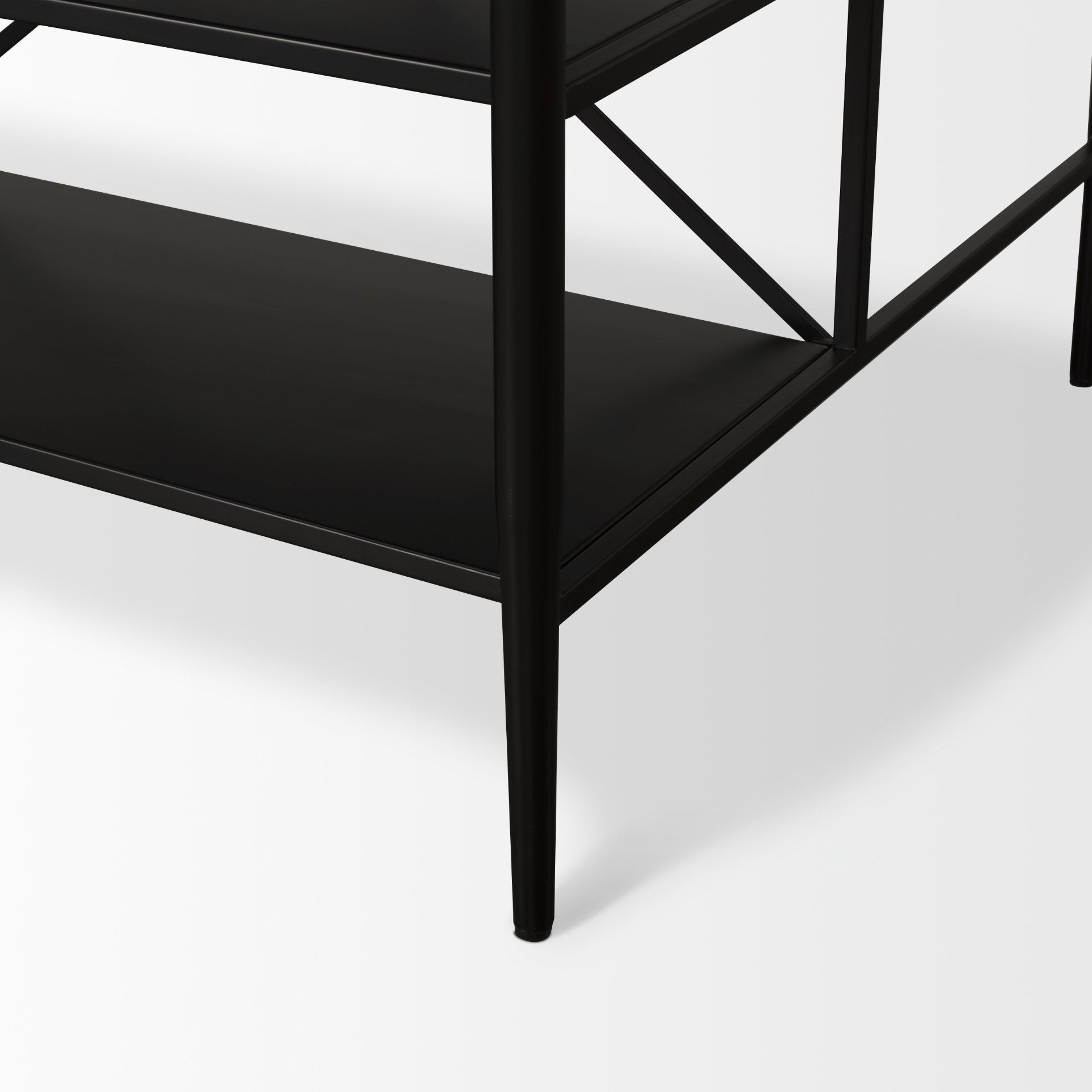 Amika White Marble Top Black Metal Base Kitchen Island - Central Designs