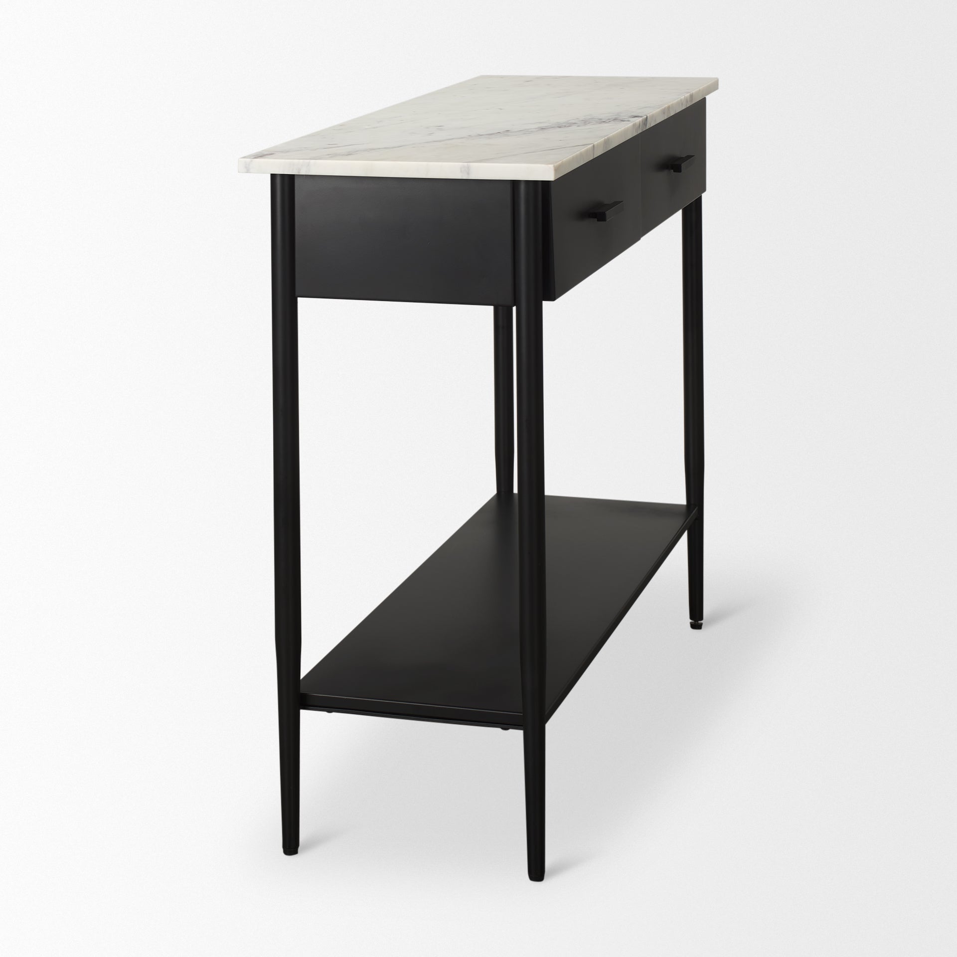 Amika White Marble Top Black Metal Base Console Table - Central Designs