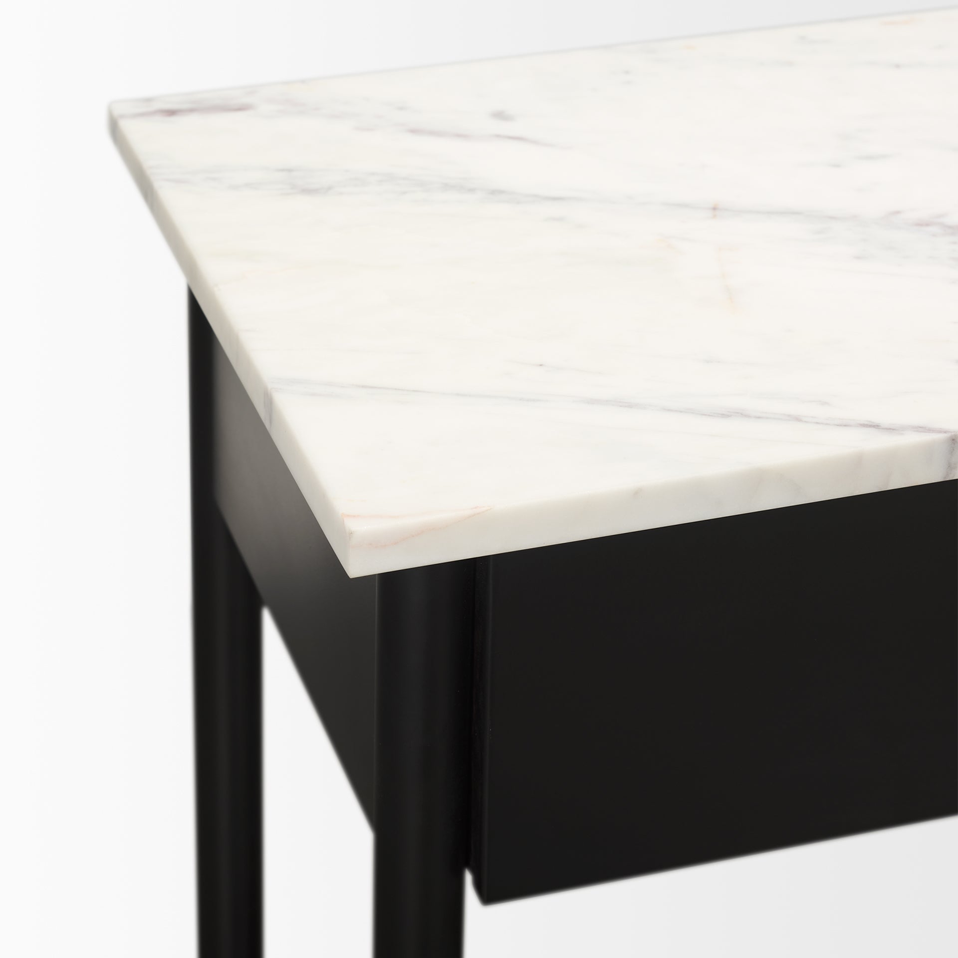 Amika White Marble Top Black Metal Base Console Table - Central Designs
