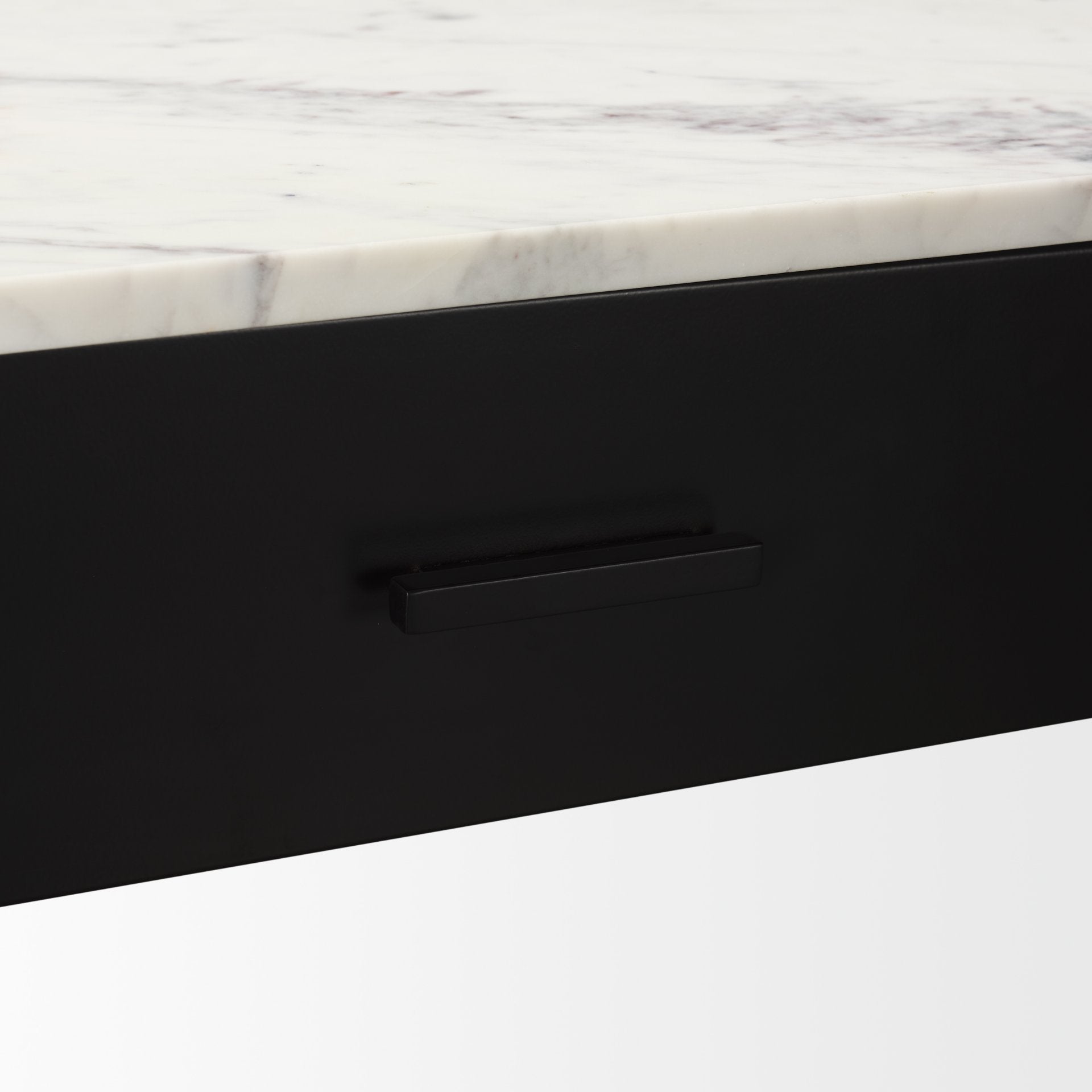 Amika White Marble Top Black Metal Base Console Table - Central Designs