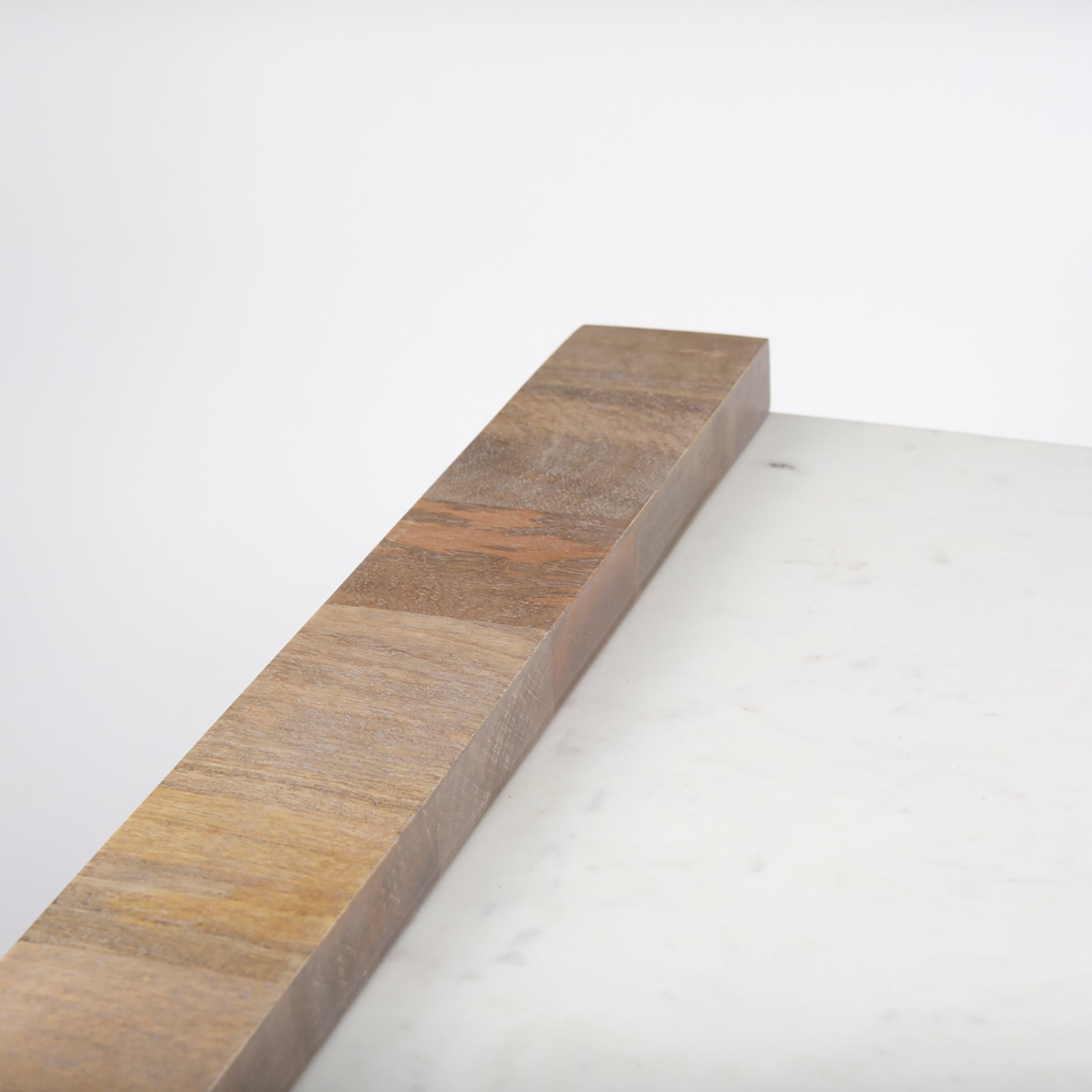 Athens 48.0L x 28.0W x 16.0H Light Brown Wood and White Marble Coffee Table - Central Designs