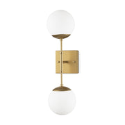 Edie Brushed Gold Metal w/ Frosted Glass Globes 2 - Light Wall Sconce - Central Designs