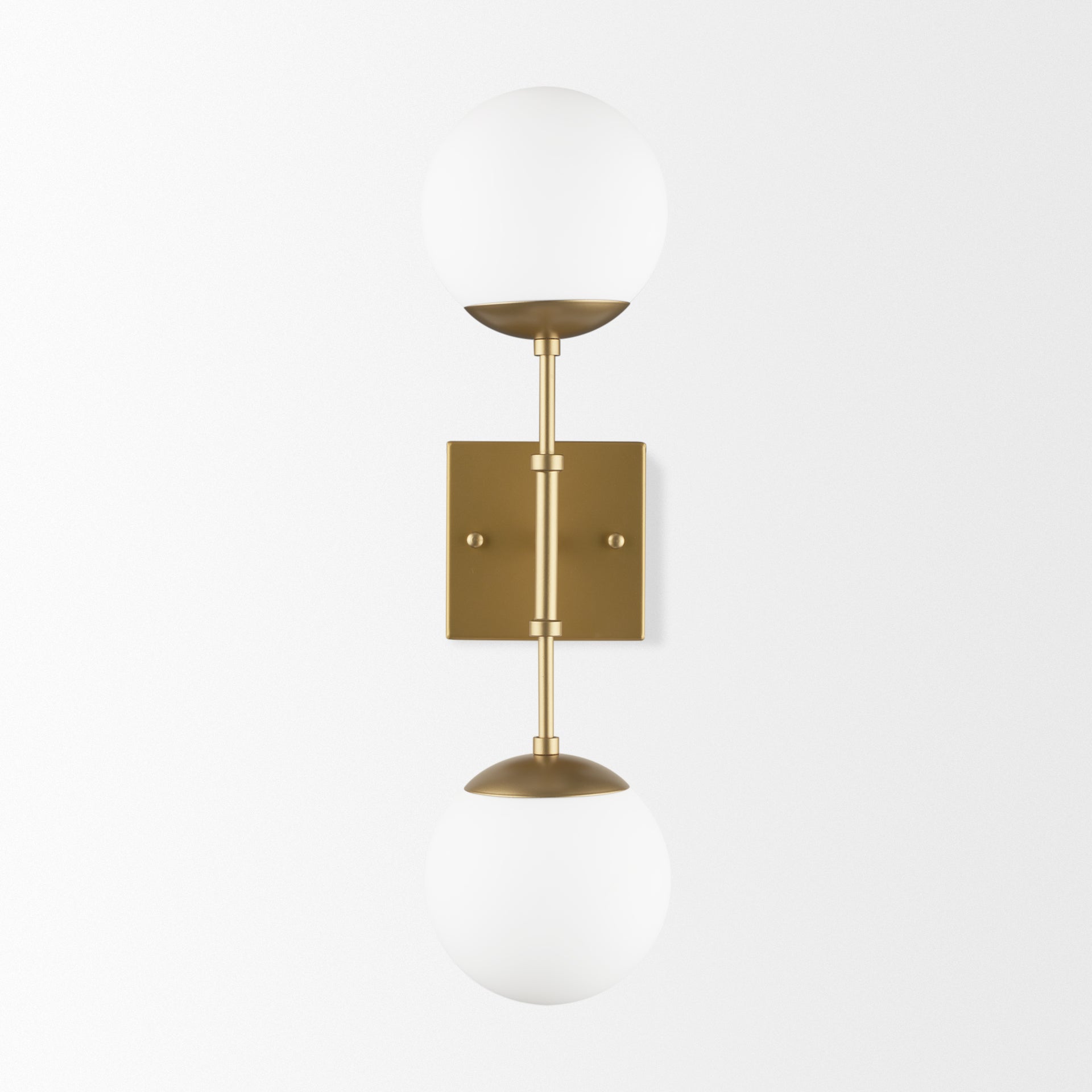 Edie Brushed Gold Metal w/ Frosted Glass Globes 2 - Light Wall Sconce - Central Designs