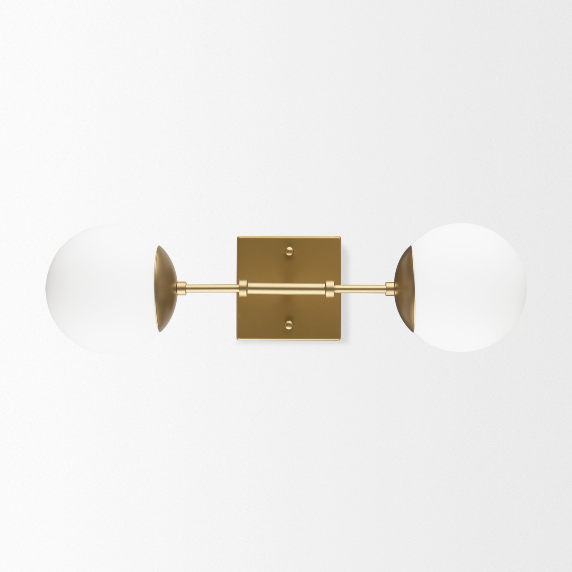 Edie Brushed Gold Metal w/ Frosted Glass Globes 2 - Light Wall Sconce - Central Designs