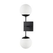 Edie Matte Black Metal w/ Frosted Glass Globes 2 - Light Wall Sconce - Central Designs