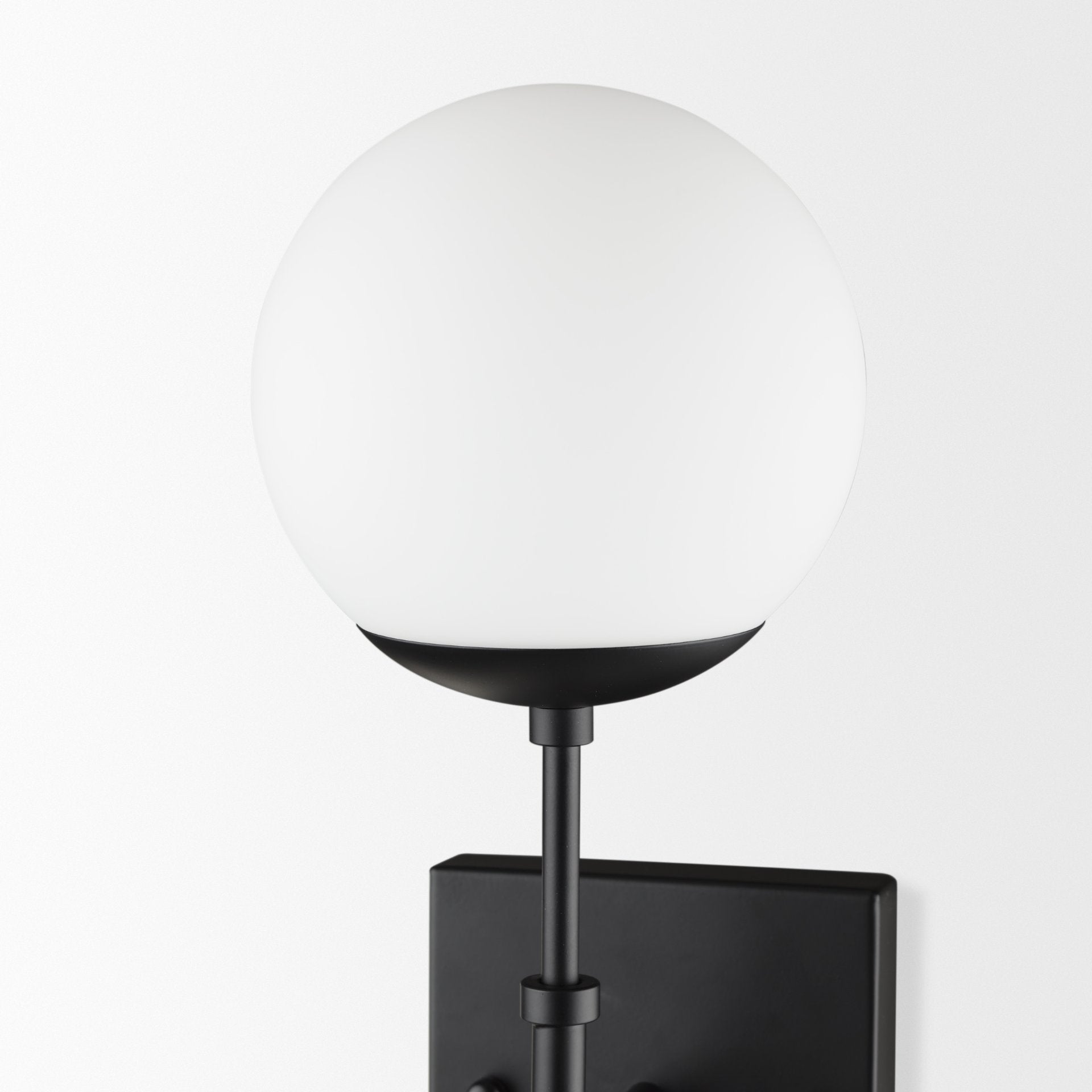 Edie Matte Black Metal w/ Frosted Glass Globes 2 - Light Wall Sconce - Central Designs