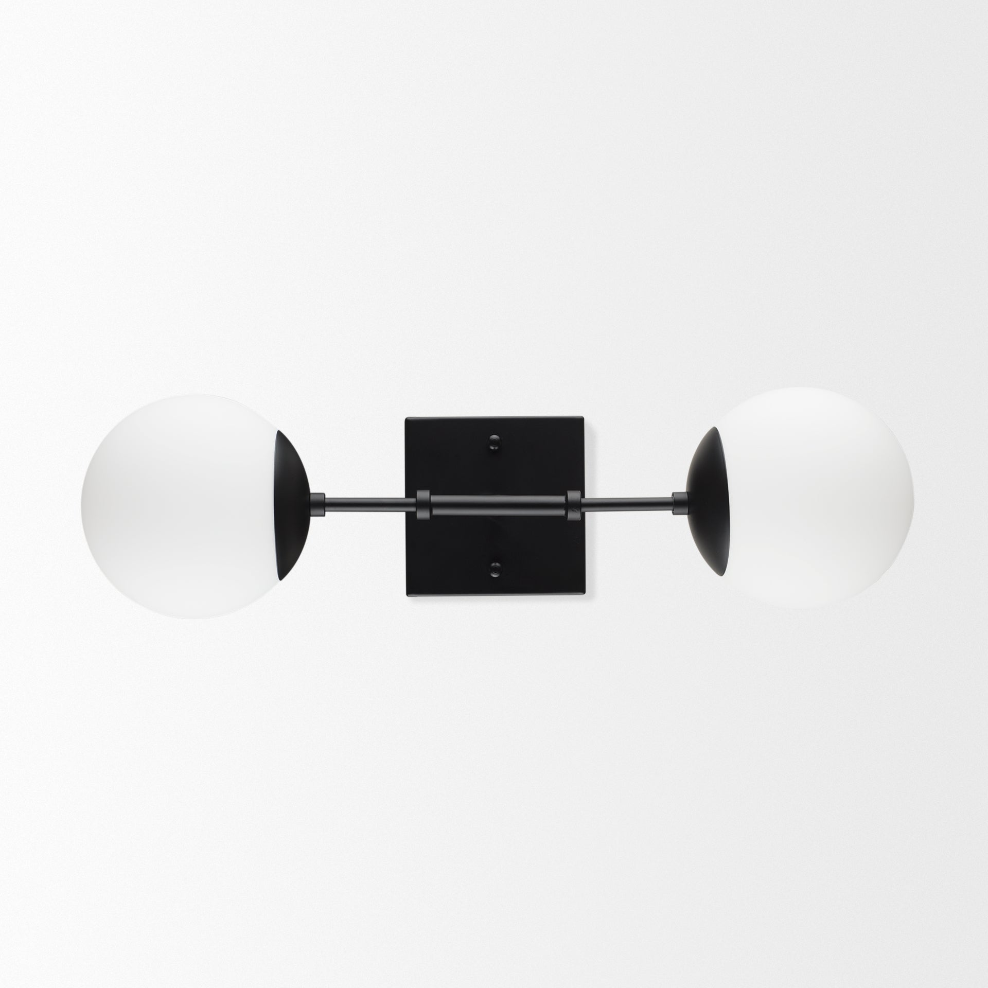 Edie Matte Black Metal w/ Frosted Glass Globes 2 - Light Wall Sconce - Central Designs