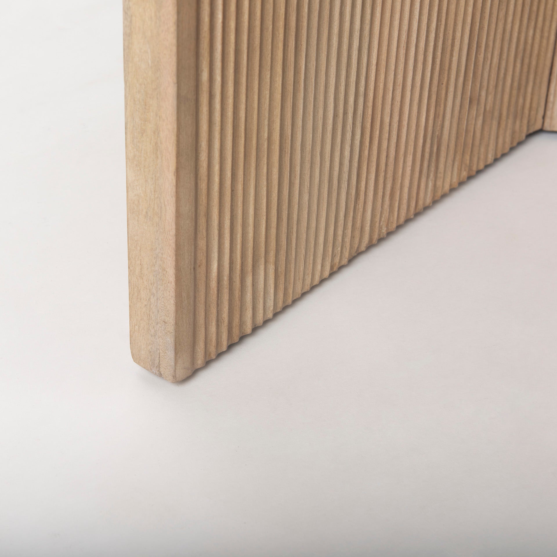 Enzo Marble Tabletop w/ Fluted Light Wood Base Foyer Accent Table - Central Designs