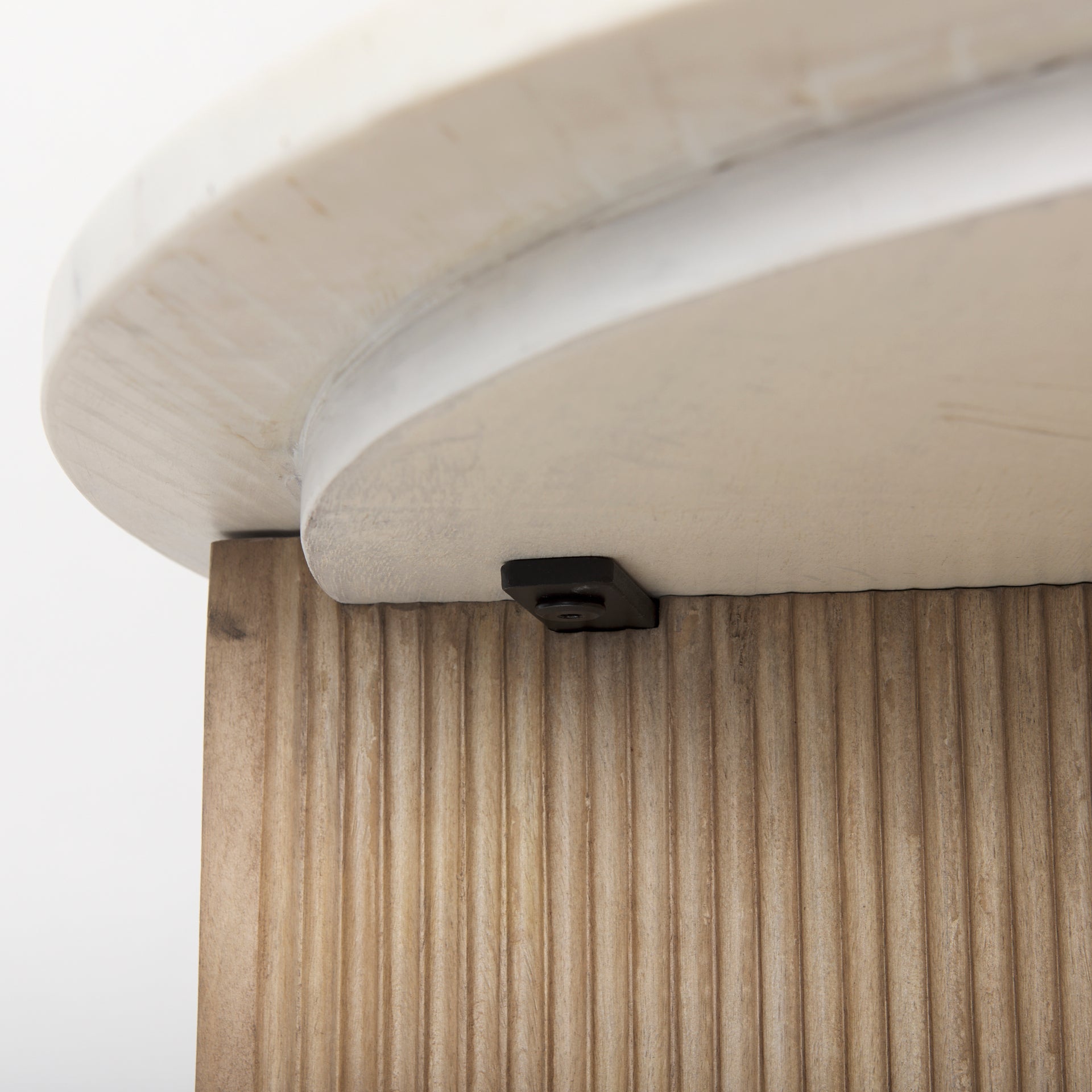 Enzo Marble Tabletop w/ Fluted Light Wood Base Foyer Accent Table - Central Designs