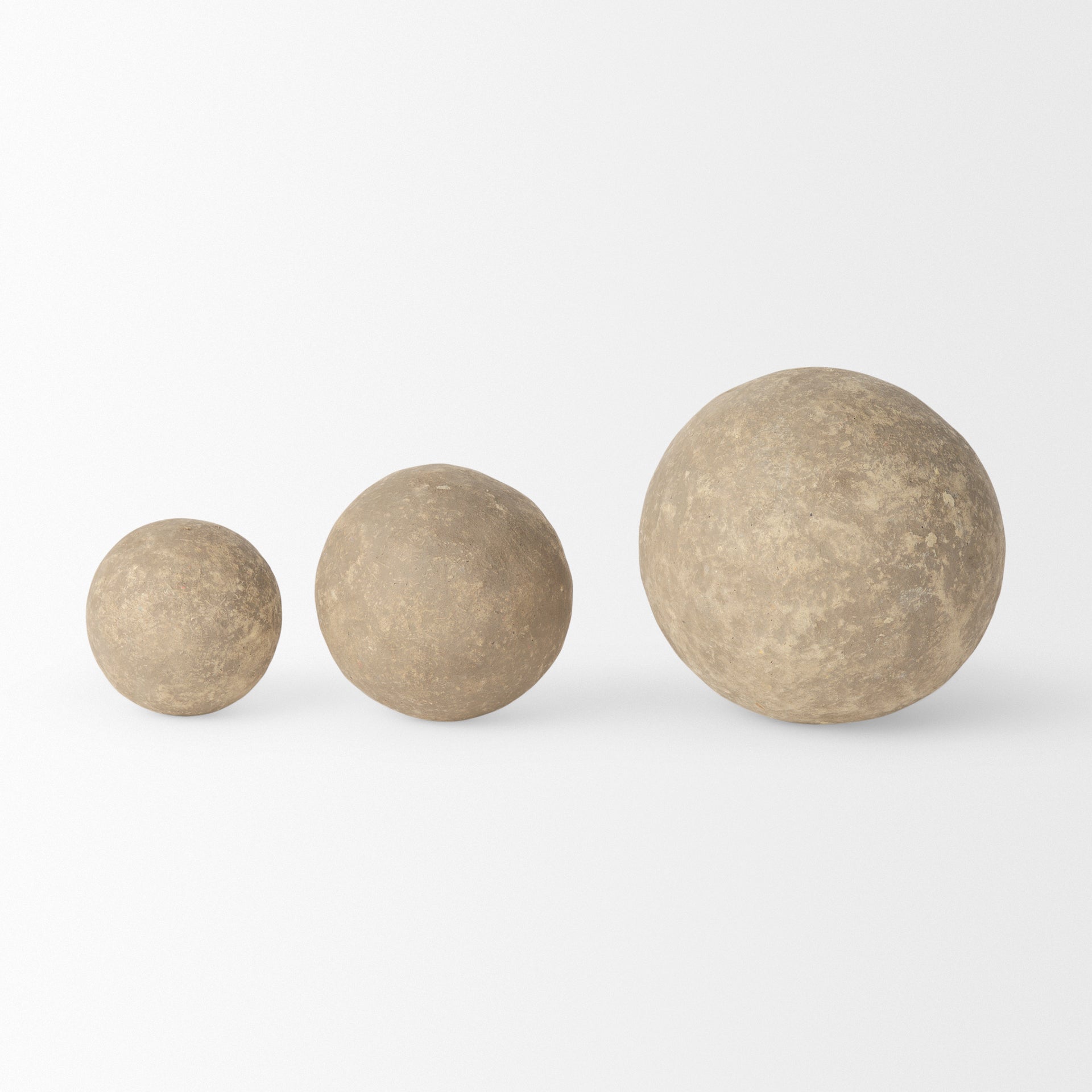 Sunita Set of 3 Gray Paper Mache Orbs - Central Designs