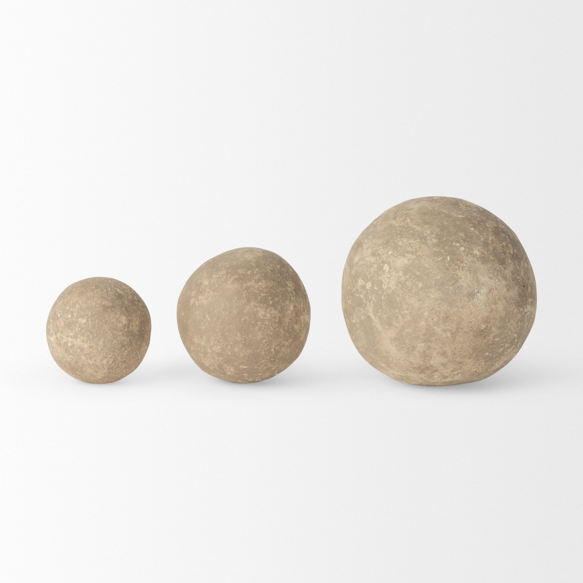 Sunita Set of 3 Gray Paper Mache Orbs - Central Designs