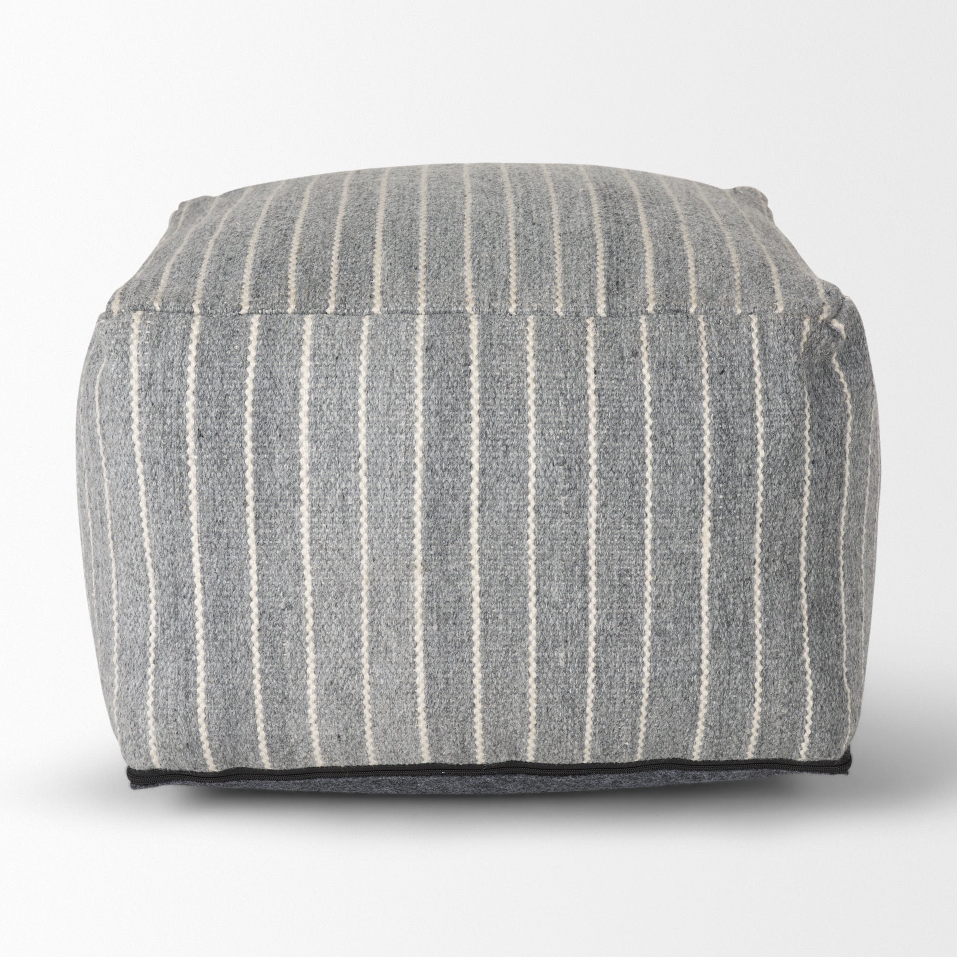 Kensie Large Blue Striped Pouf - Central Designs