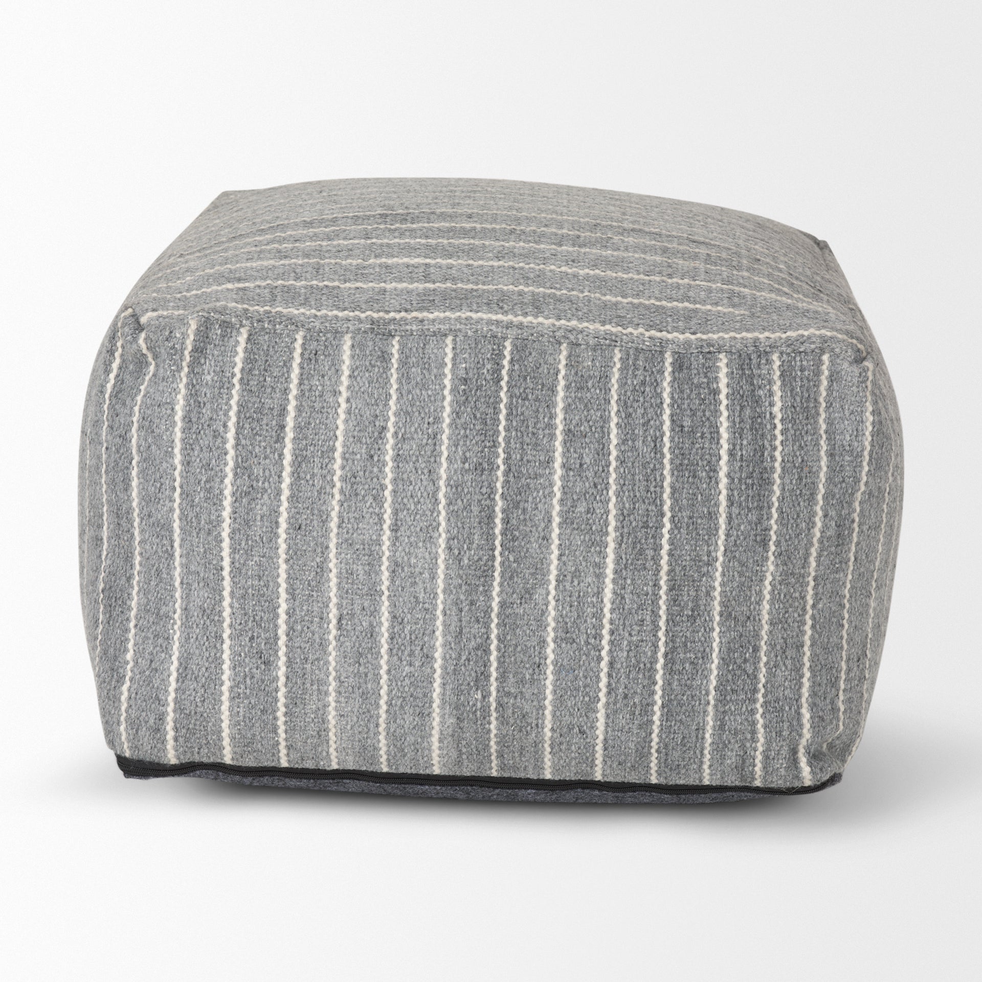 Kensie Large Blue Striped Pouf - Central Designs