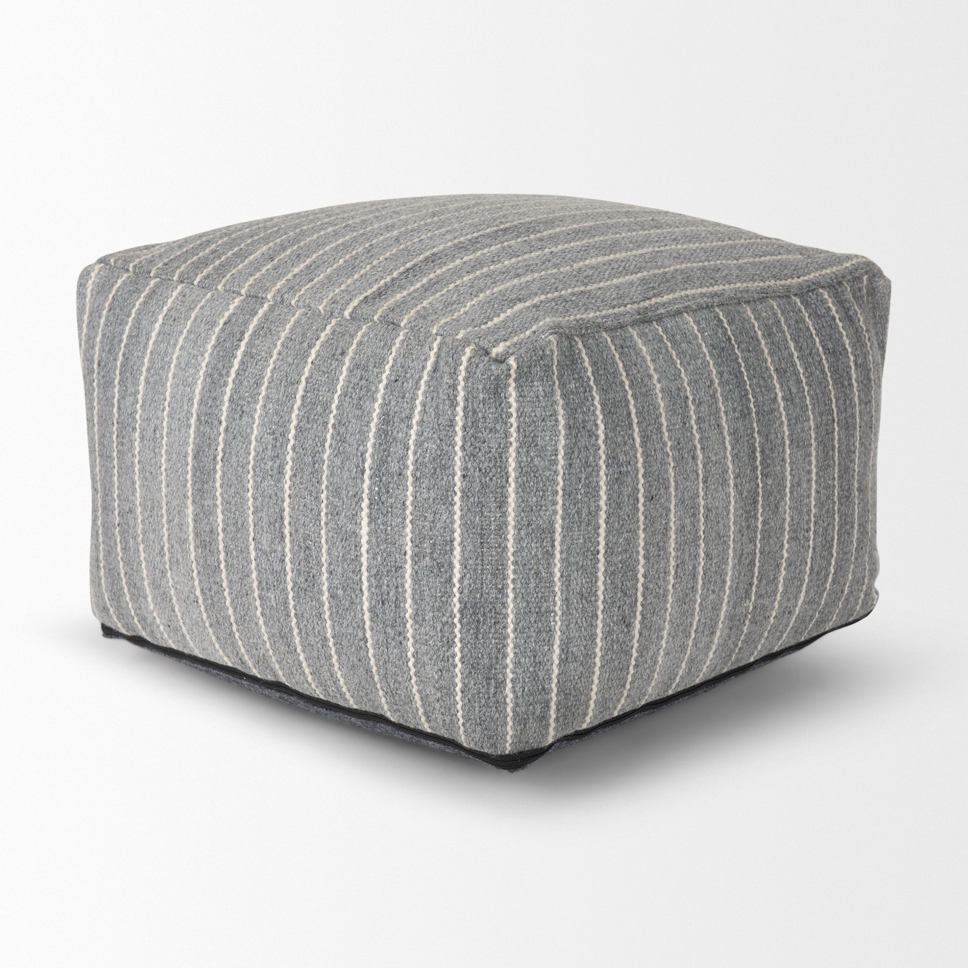 Kensie Large Blue Striped Pouf - Central Designs